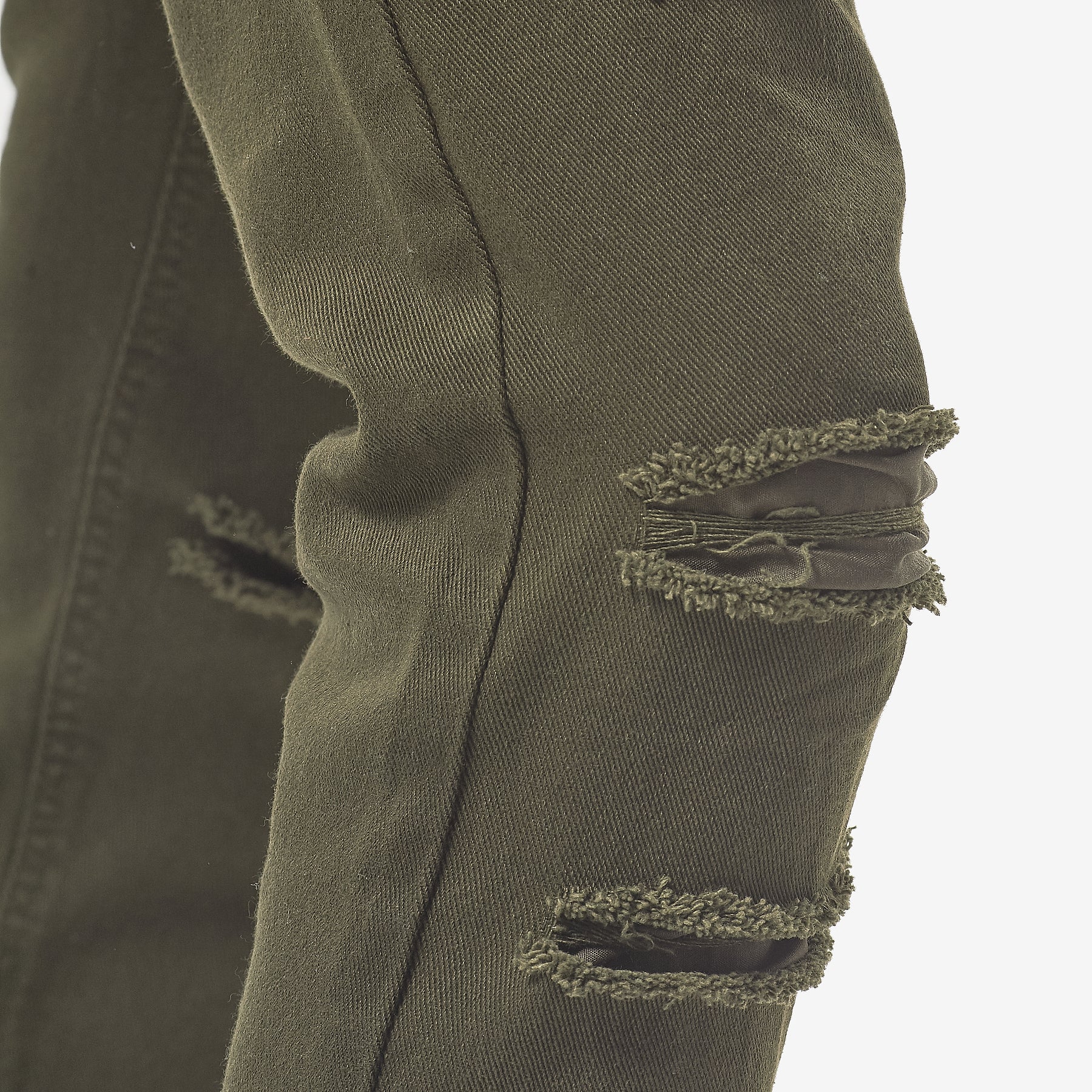 OLIVE PANTS WITH RIPS - Copper Rivet