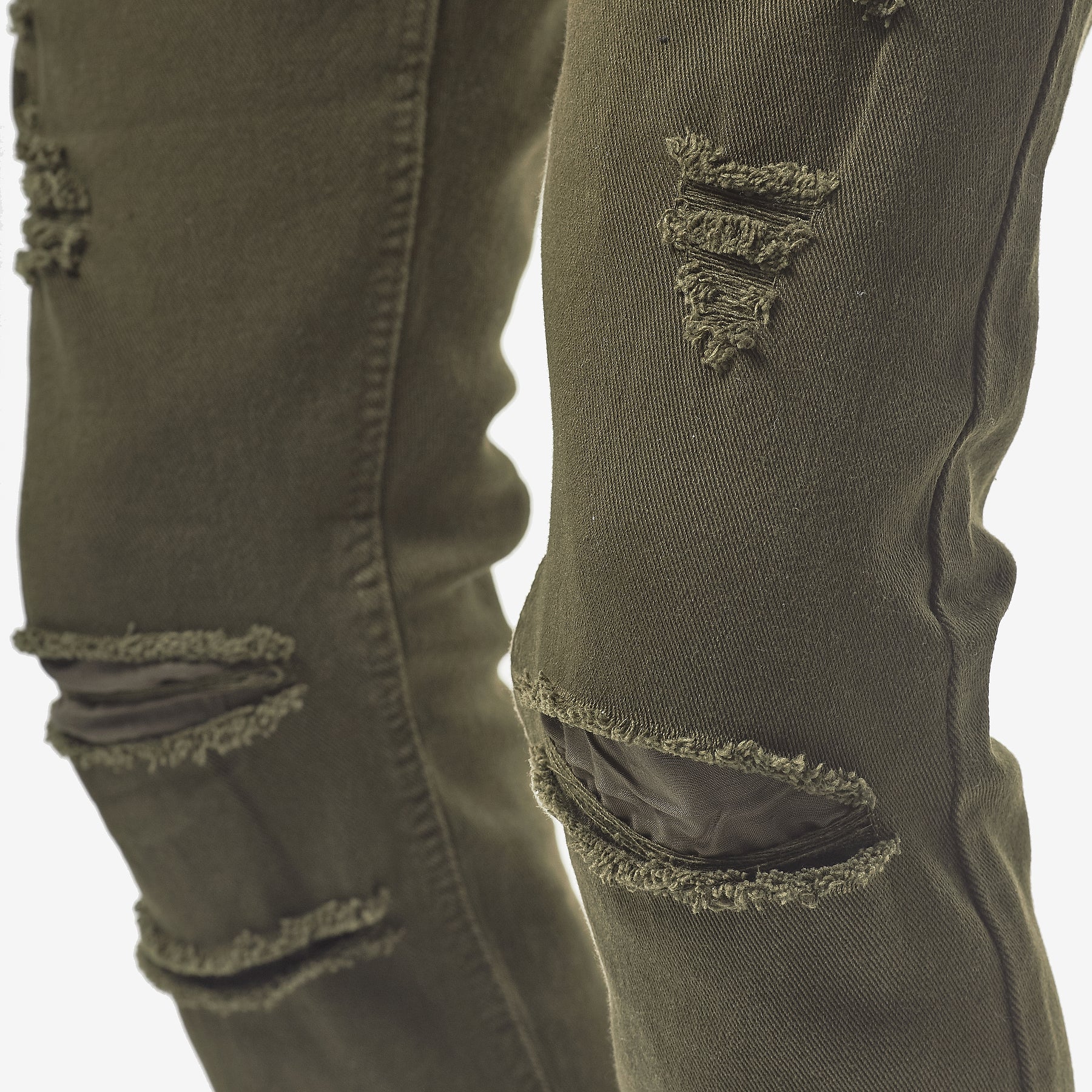 OLIVE PANTS WITH RIPS - Copper Rivet