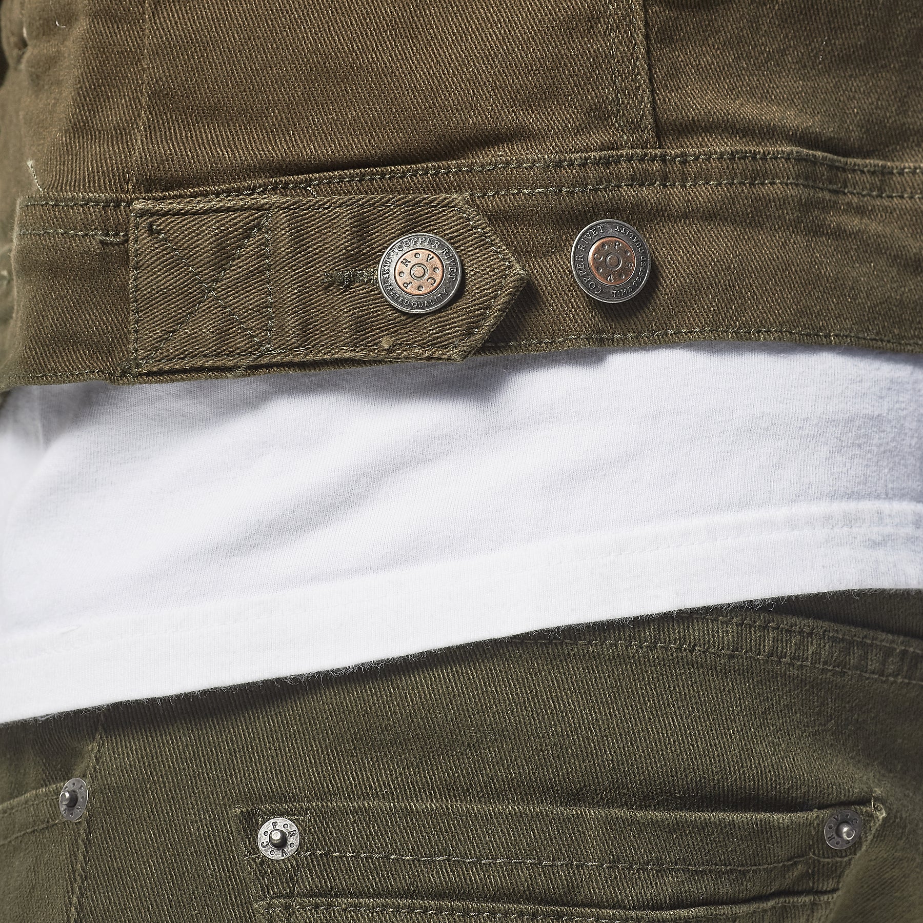 OLIVE DENIM JACKET - Copper Rivet