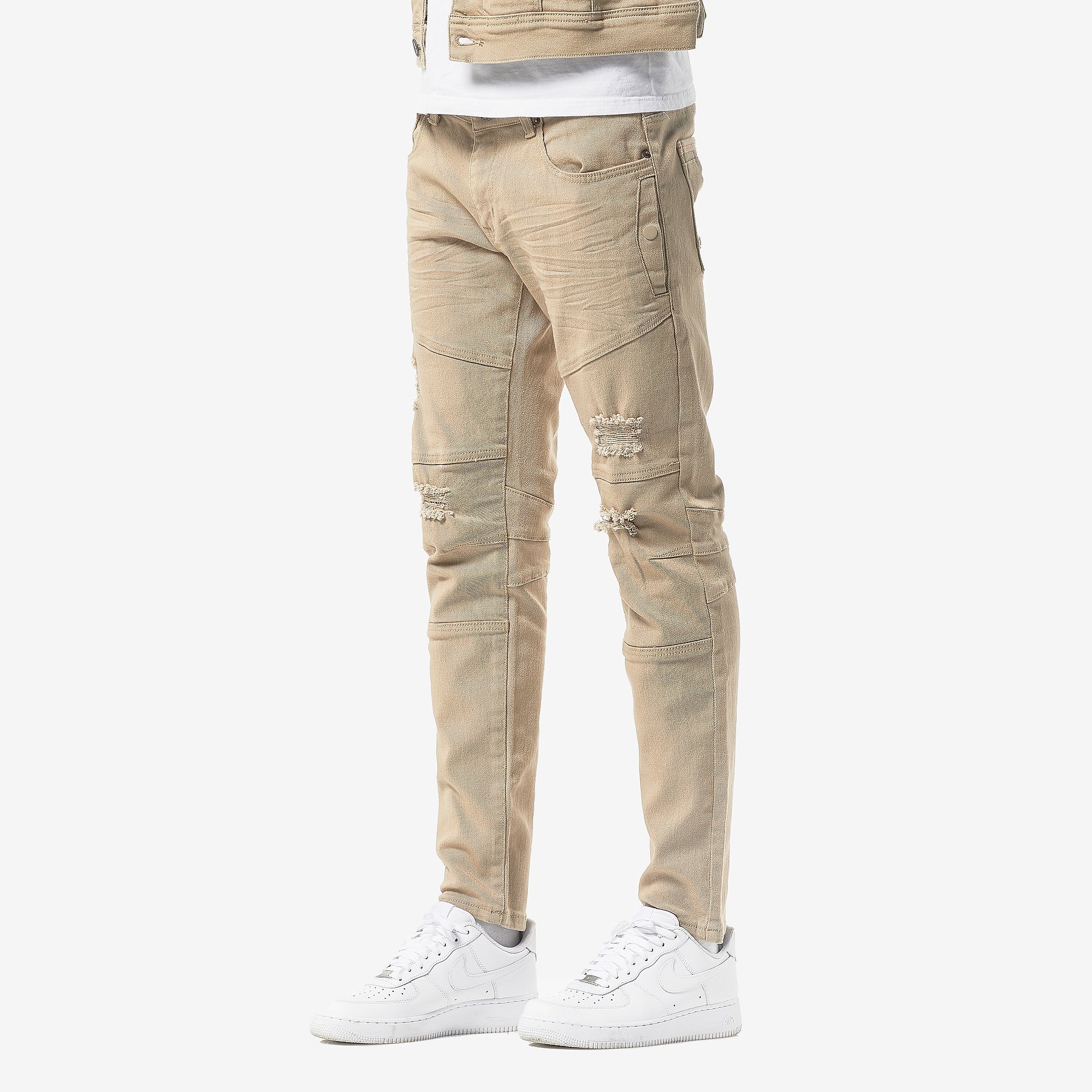 KHAKI TWILL PANTS WITH SIDE POCKETS - Copper Rivet