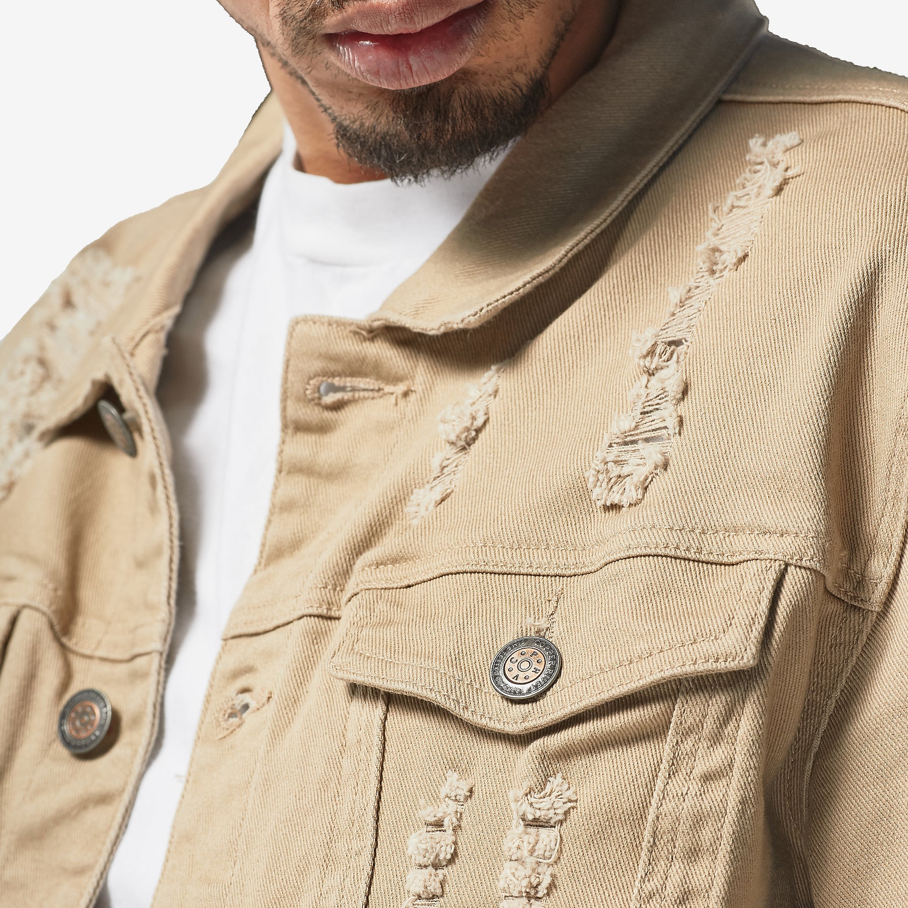 KHAKI DENIM JACKET - Copper Rivet