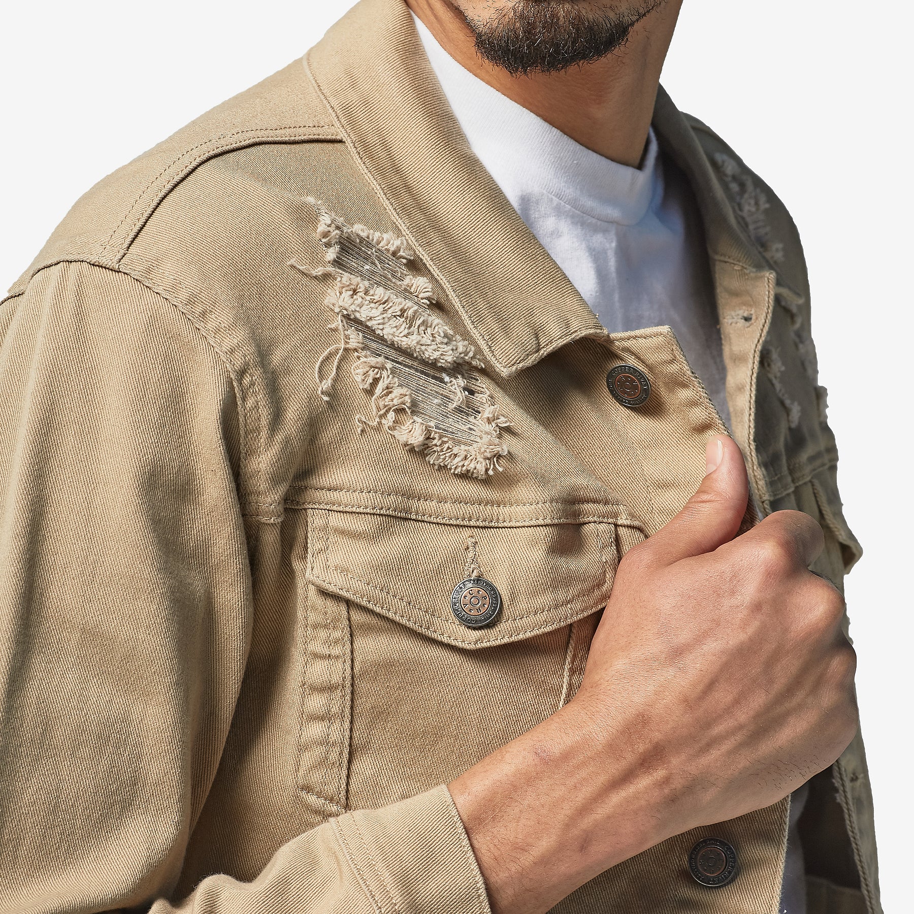 KHAKI DENIM JACKET - Copper Rivet