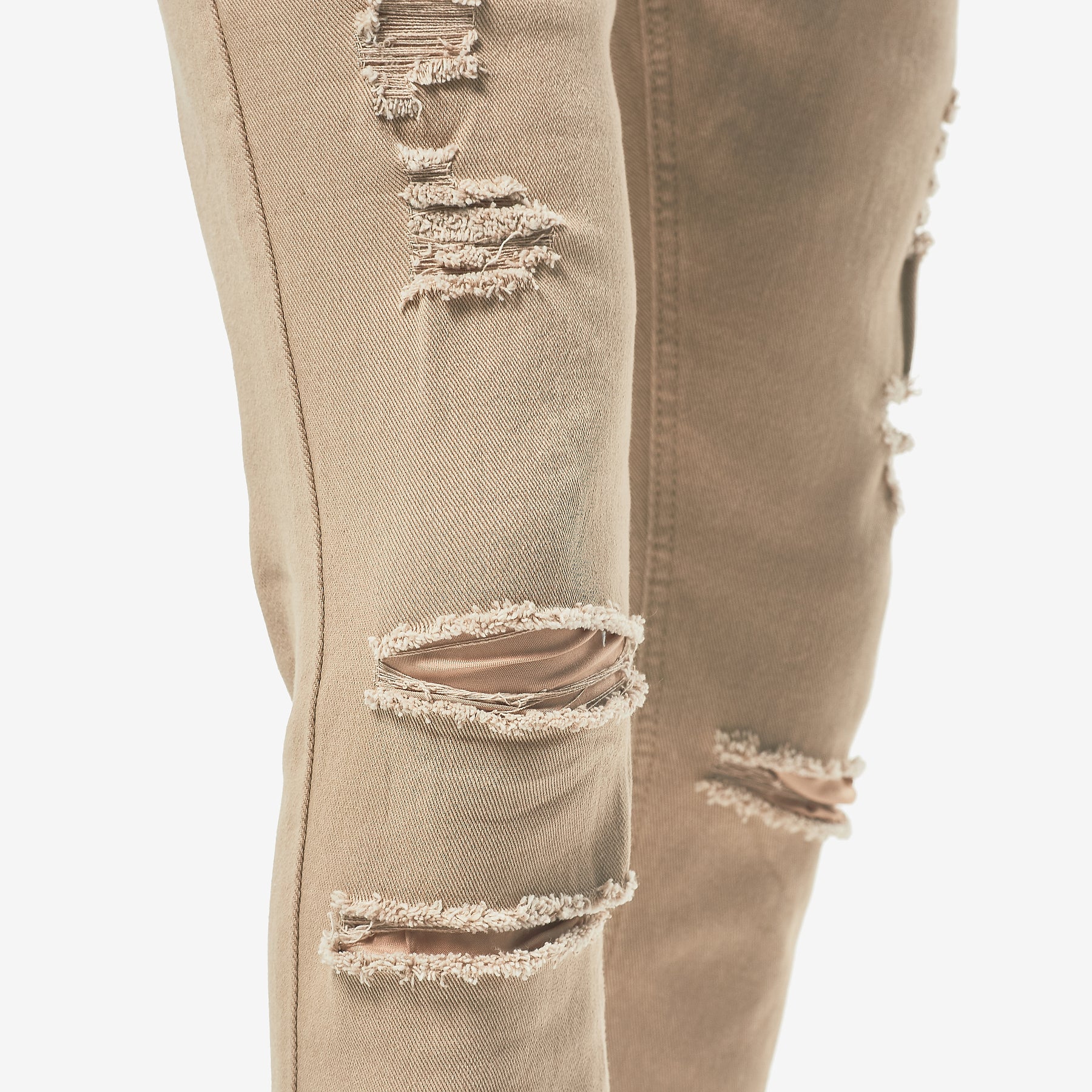 KHAKI PANTS WITH RIPS - Copper Rivet