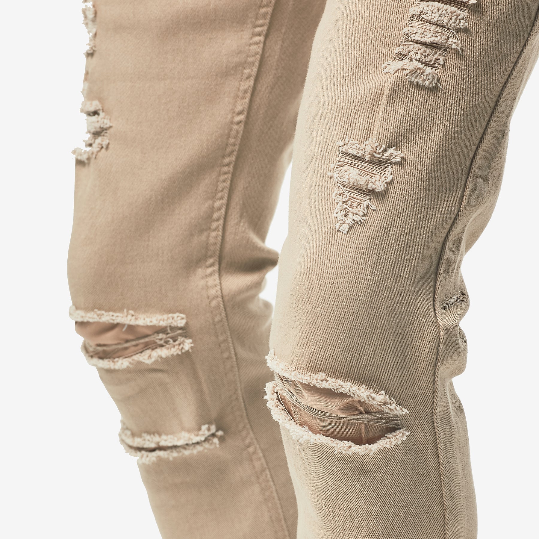 KHAKI PANTS WITH RIPS - Copper Rivet