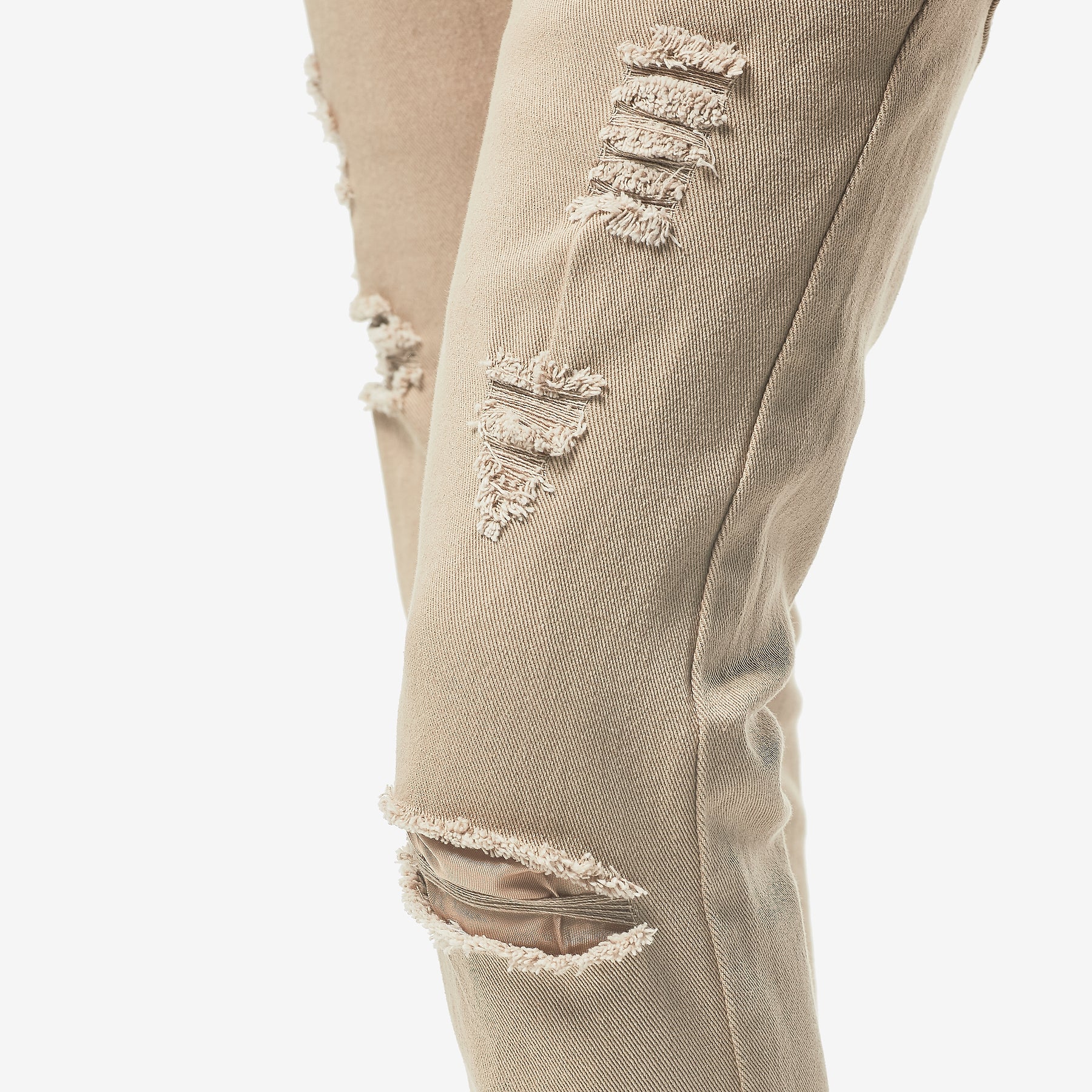 KHAKI PANTS WITH RIPS - Copper Rivet