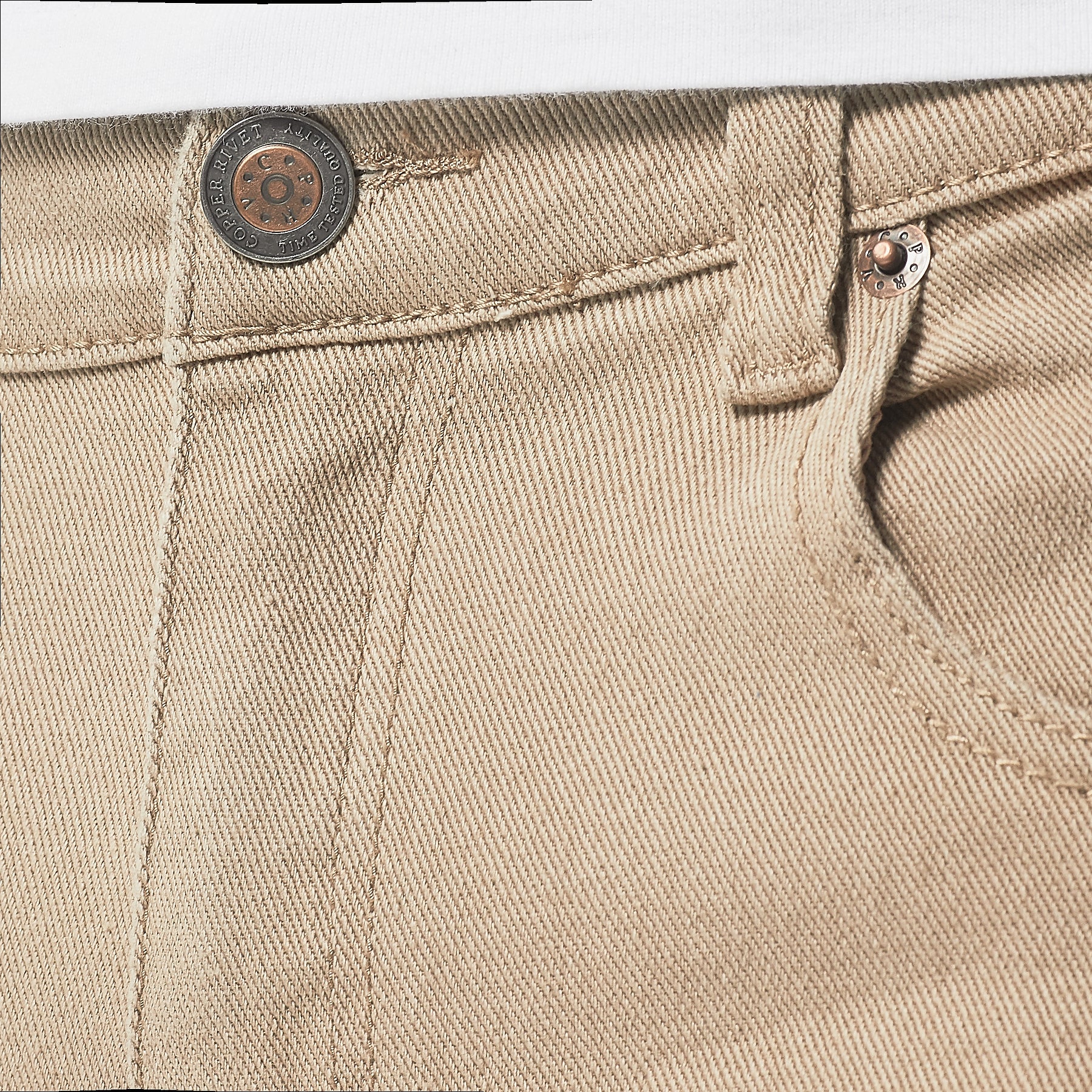 KHAKI PANTS WITH RIPS - Copper Rivet