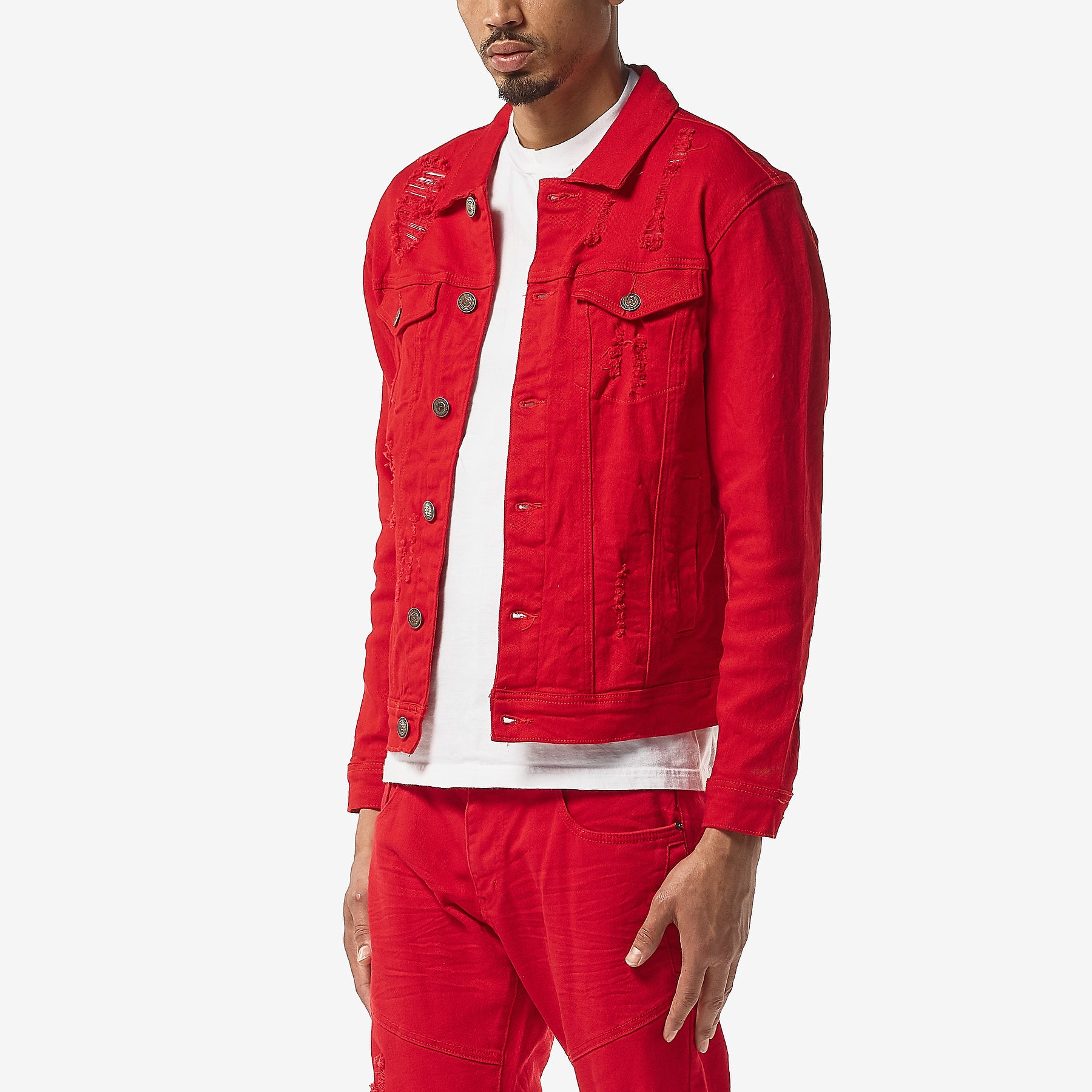 RED DENIM JACKET - Copper Rivet