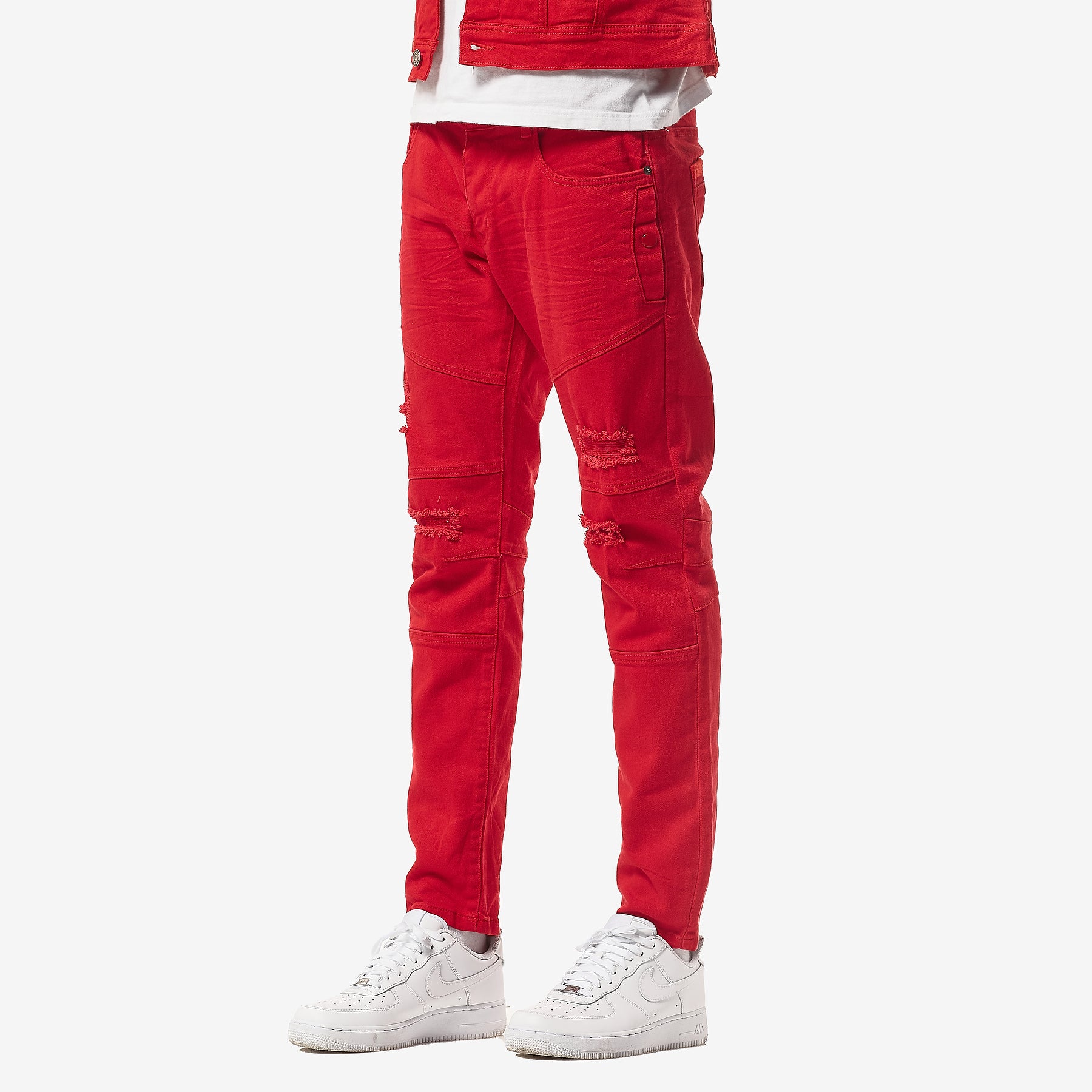 RED PANTS WITH SIDE POCKETS - Copper Rivet