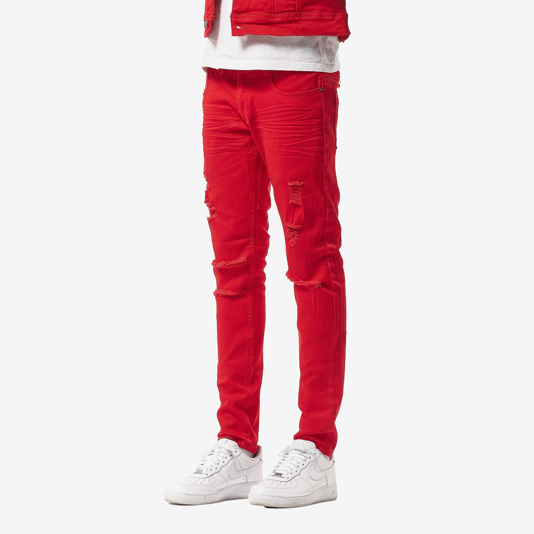 RED PANTS WITH RIPS - Copper Rivet