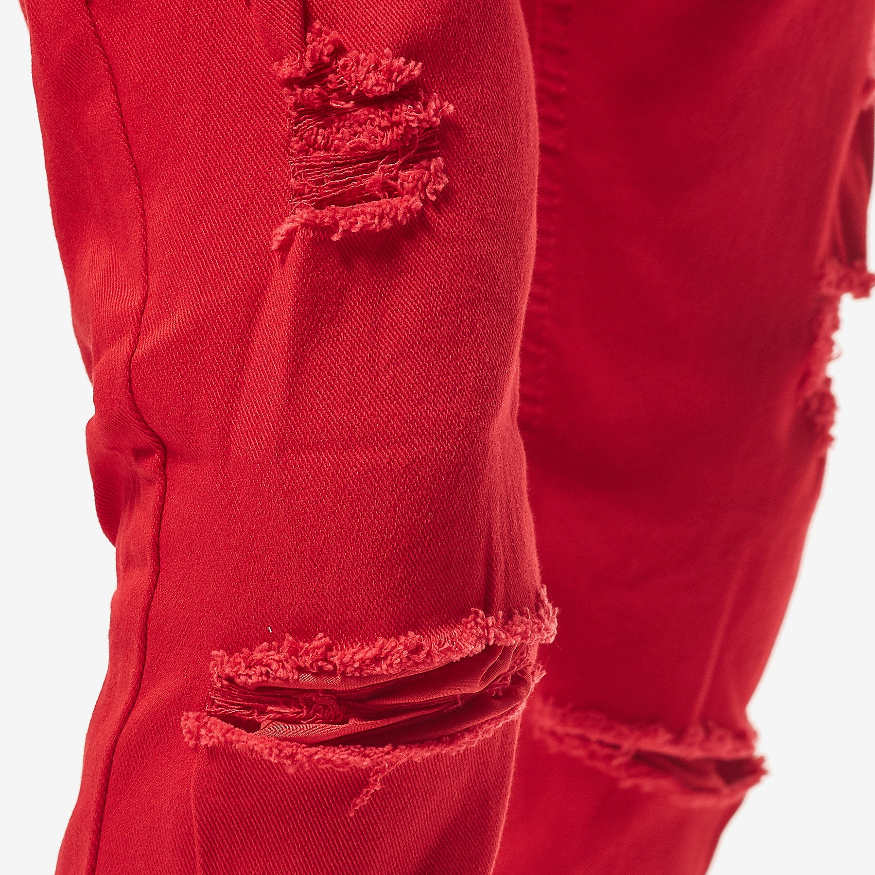 RED PANTS WITH RIPS - Copper Rivet