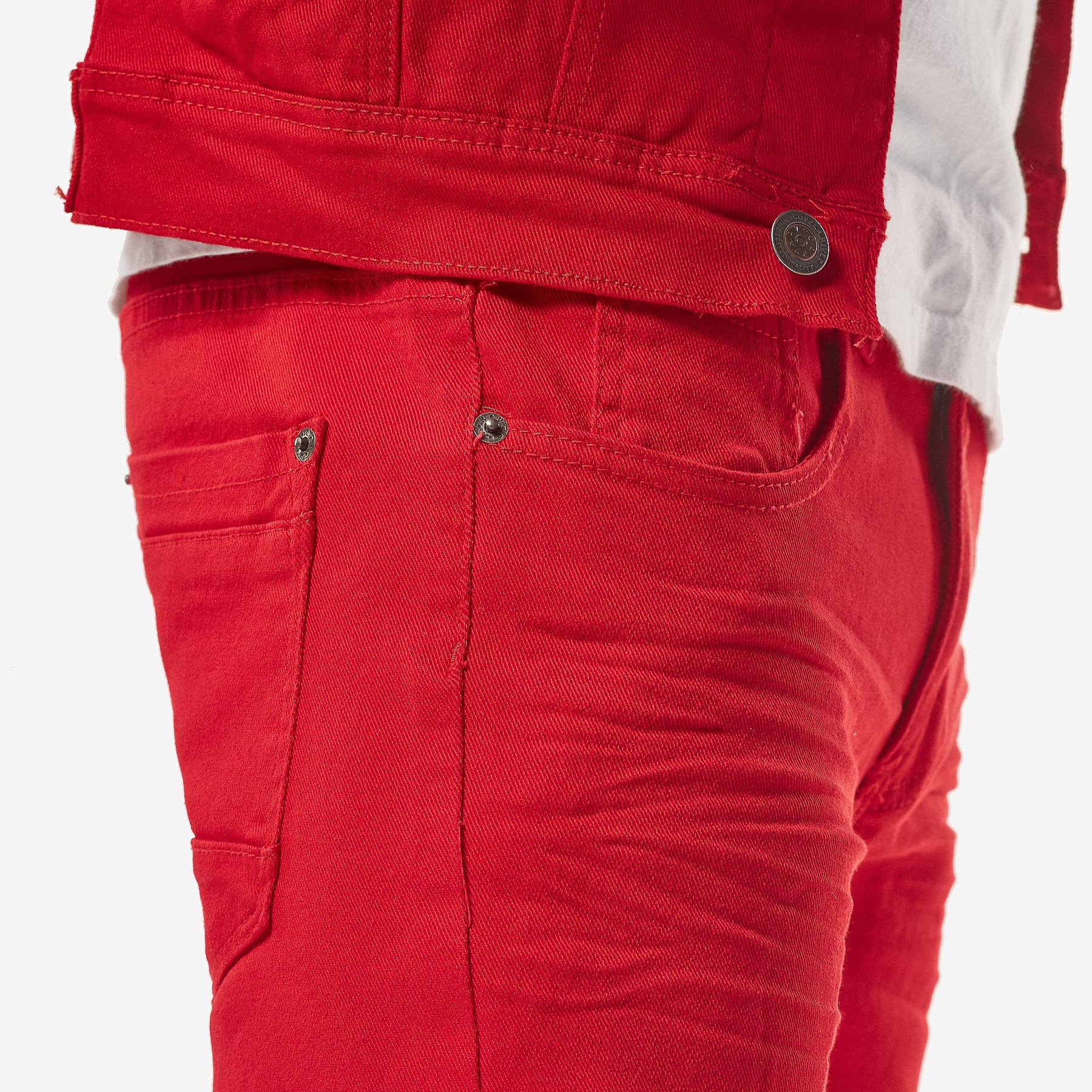 RED PANTS WITH RIPS - Copper Rivet