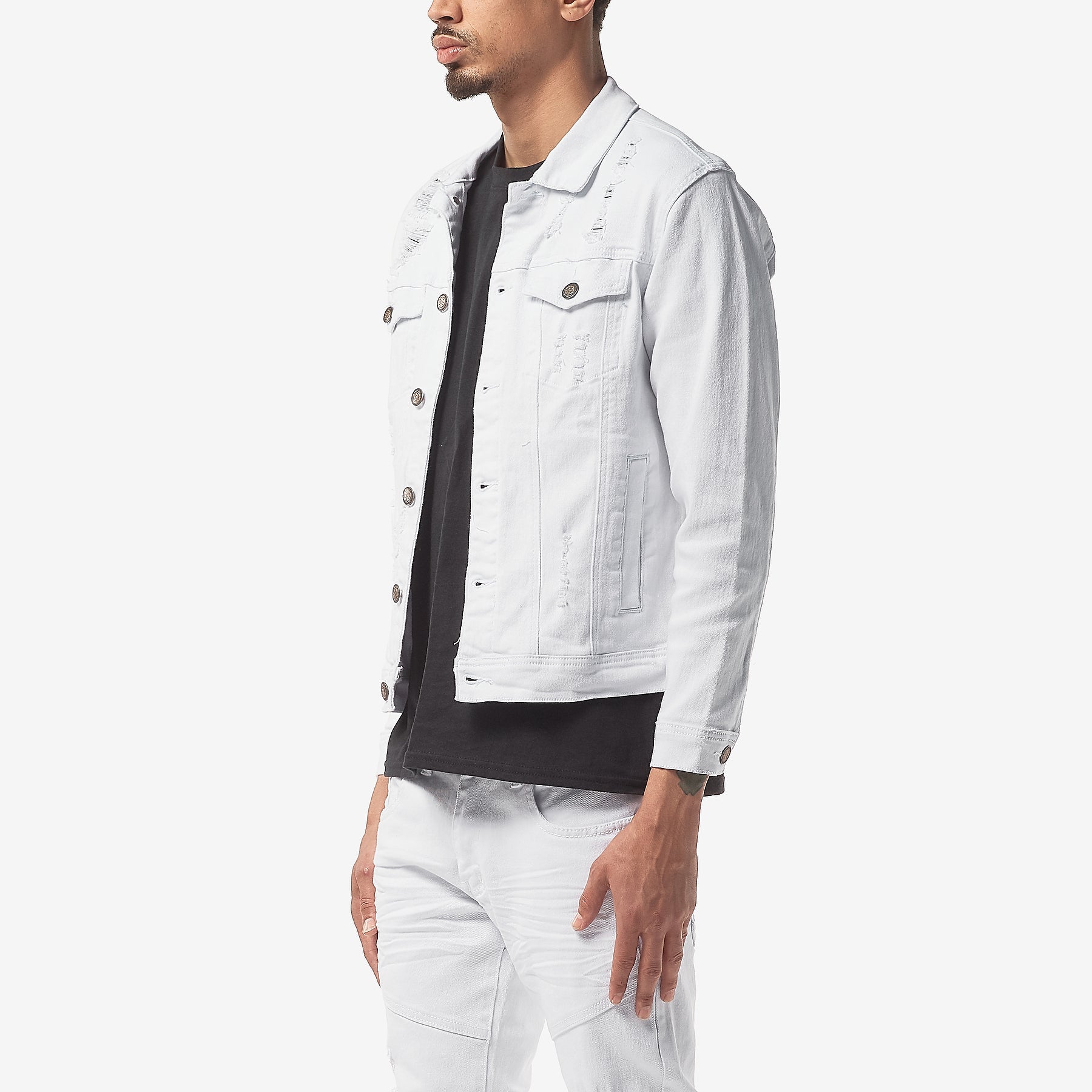 WHITE DENIM JACKET - Copper Rivet