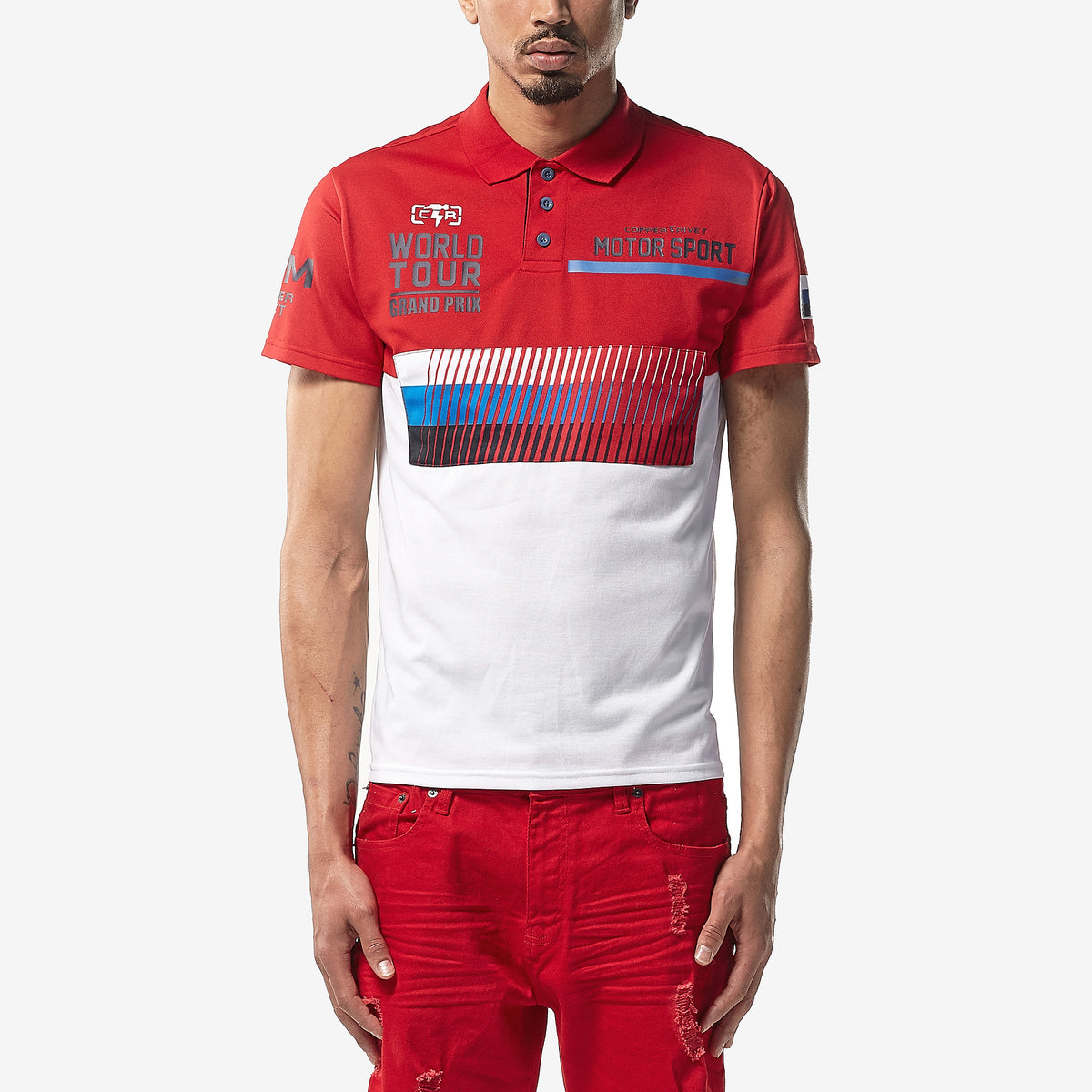 WORLD TOUR RED POLO TEE - Copper Rivet