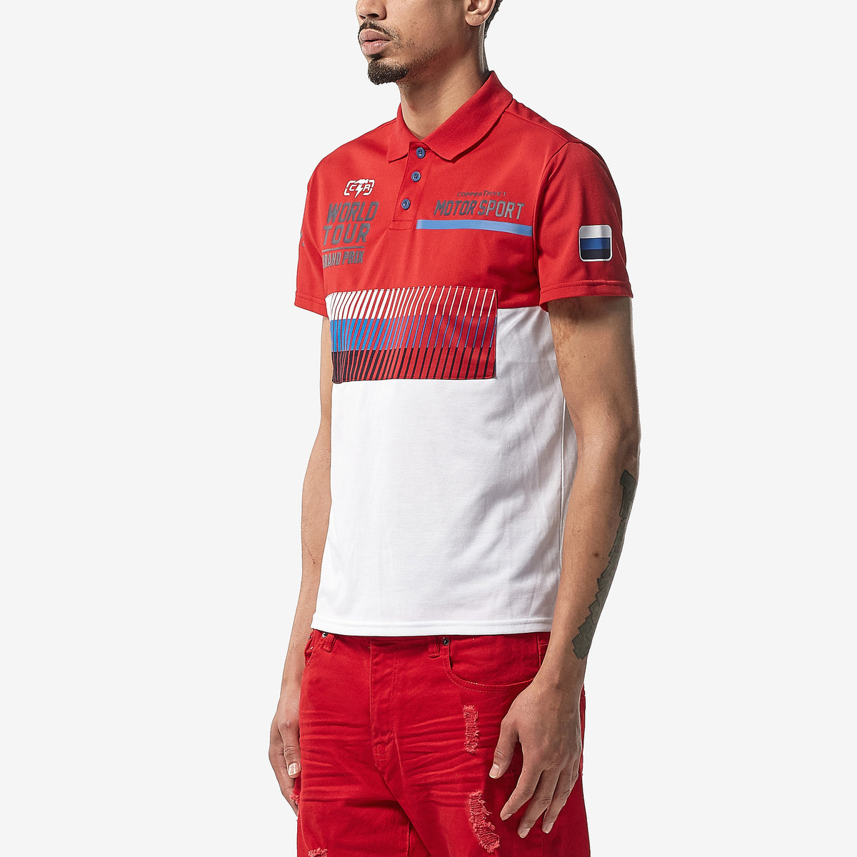 WORLD TOUR RED POLO TEE - Copper Rivet