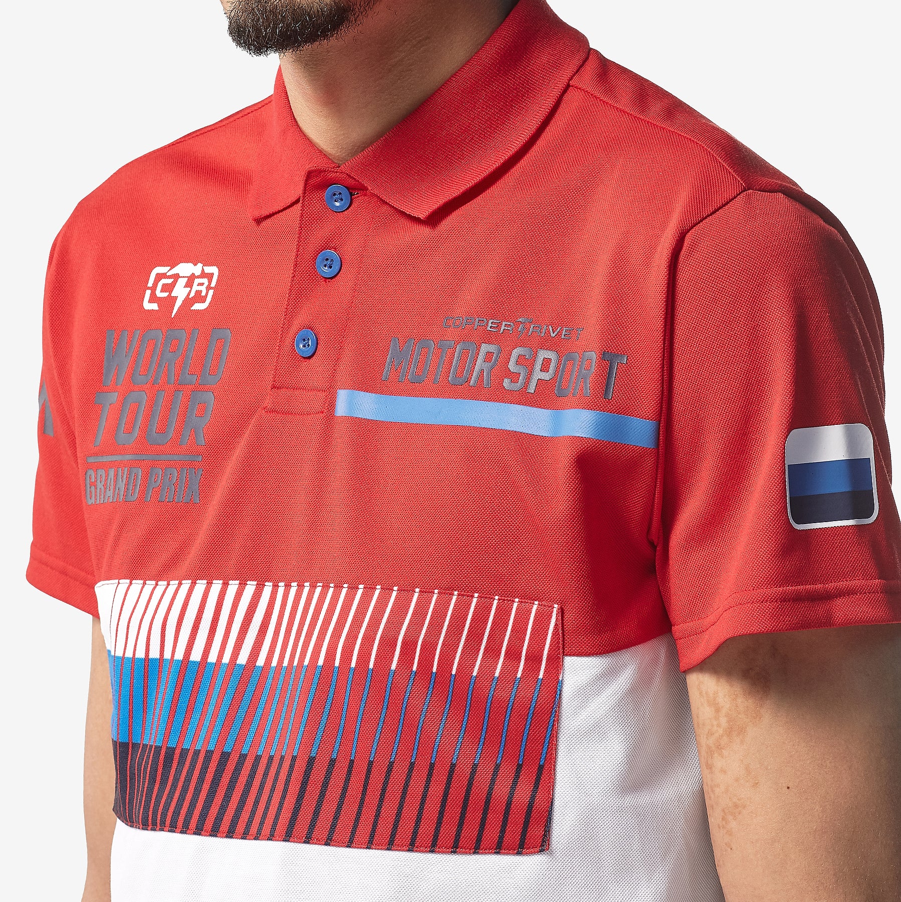 WORLD TOUR RED POLO TEE - Copper Rivet