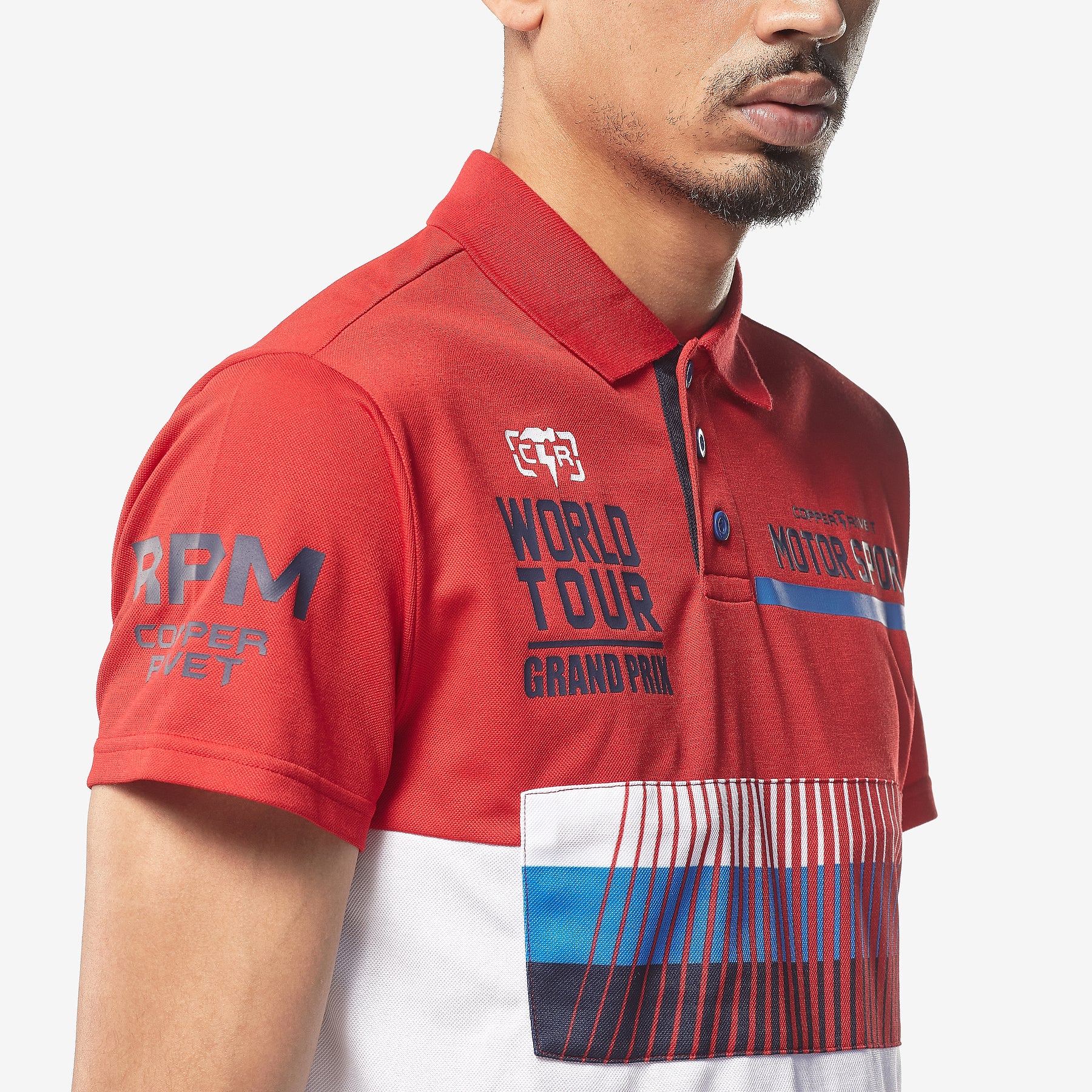 WORLD TOUR RED POLO TEE - Copper Rivet