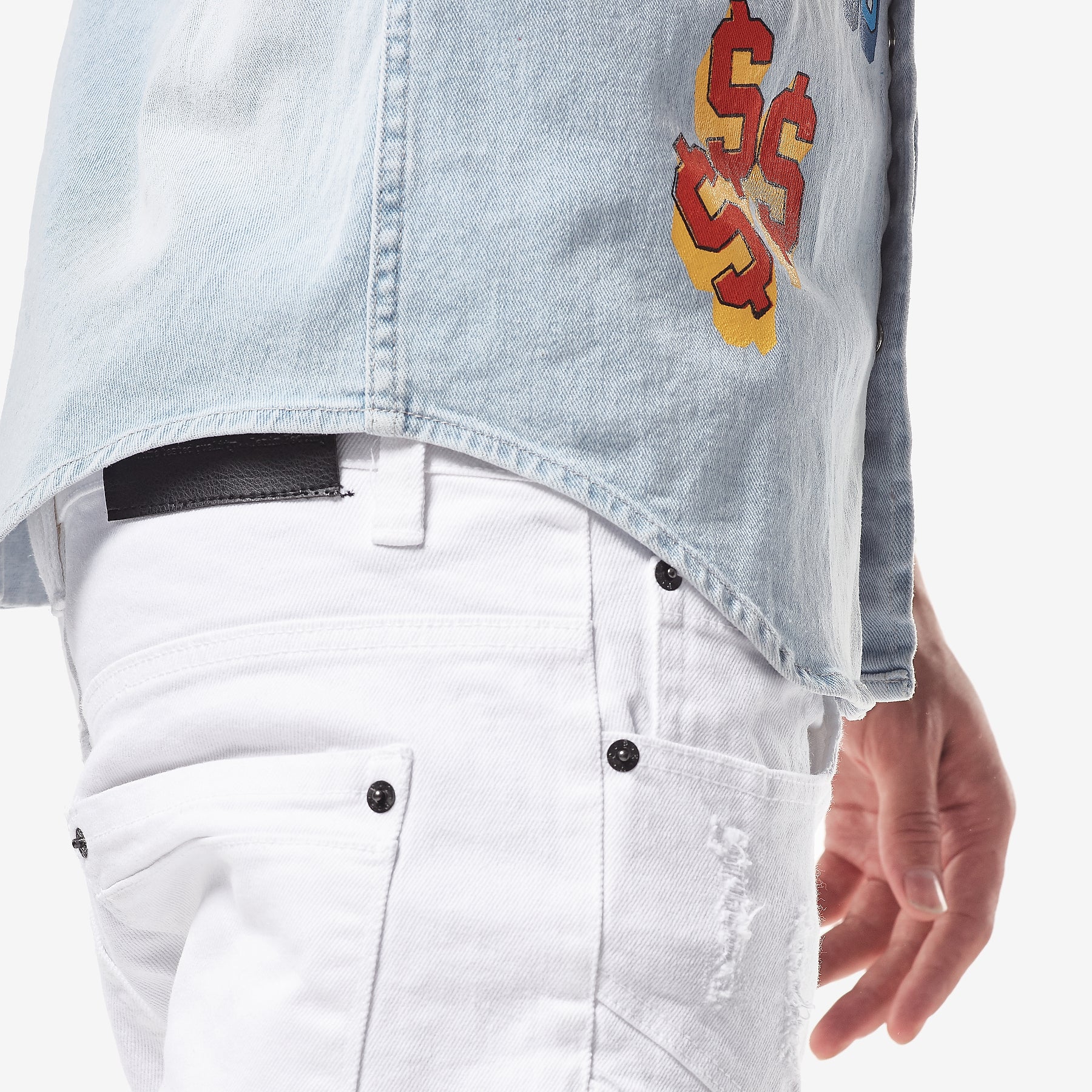 LIGHT BLUE DENIM SHIRT WITH PRINTS - Copper Rivet