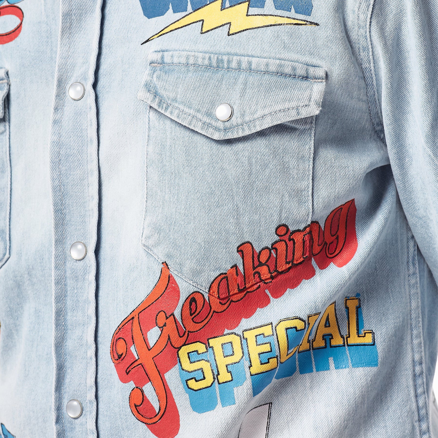 LIGHT BLUE DENIM SHIRT WITH PRINTS - Copper Rivet