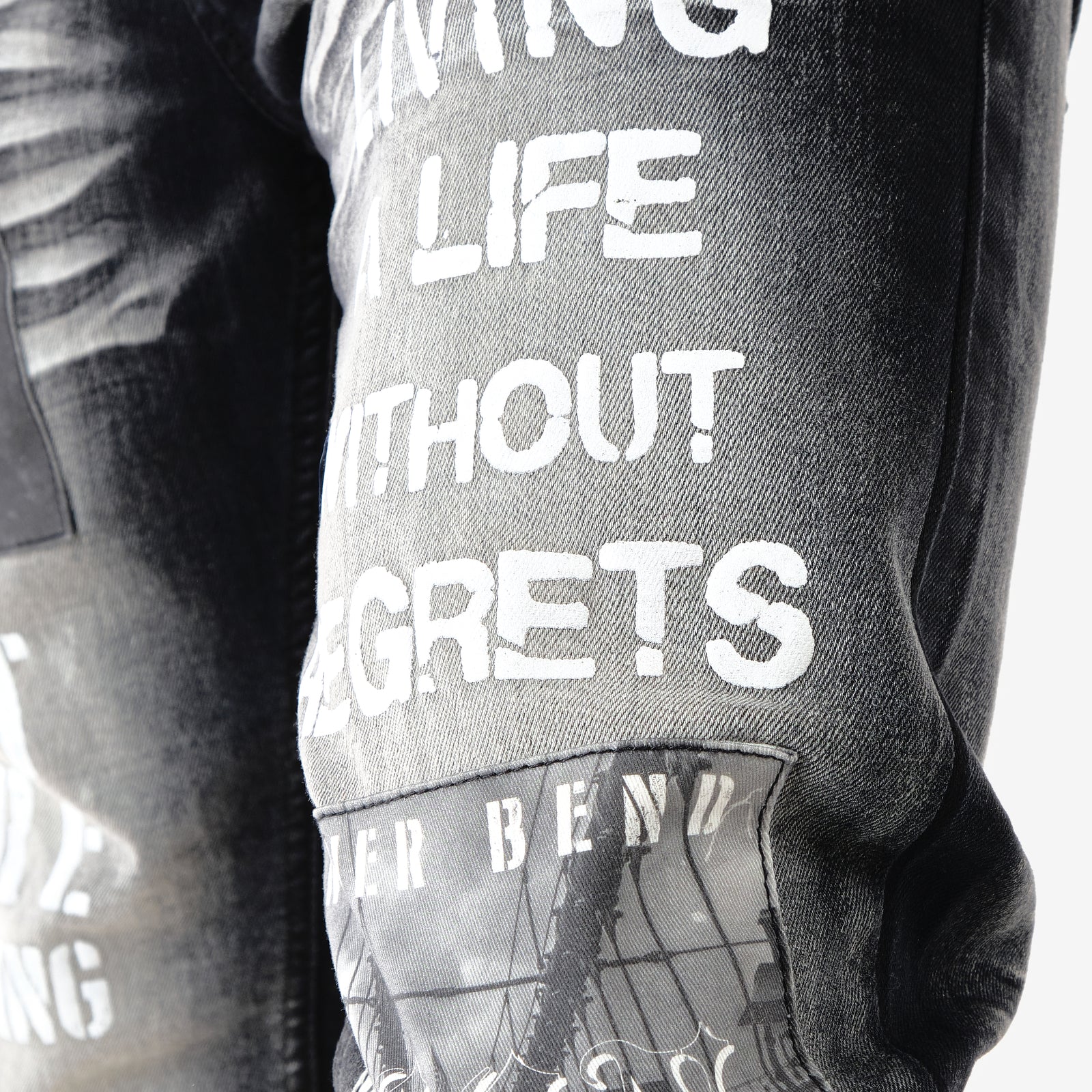 BLACK JEANS W/ GOLD FOIL & PRINTS