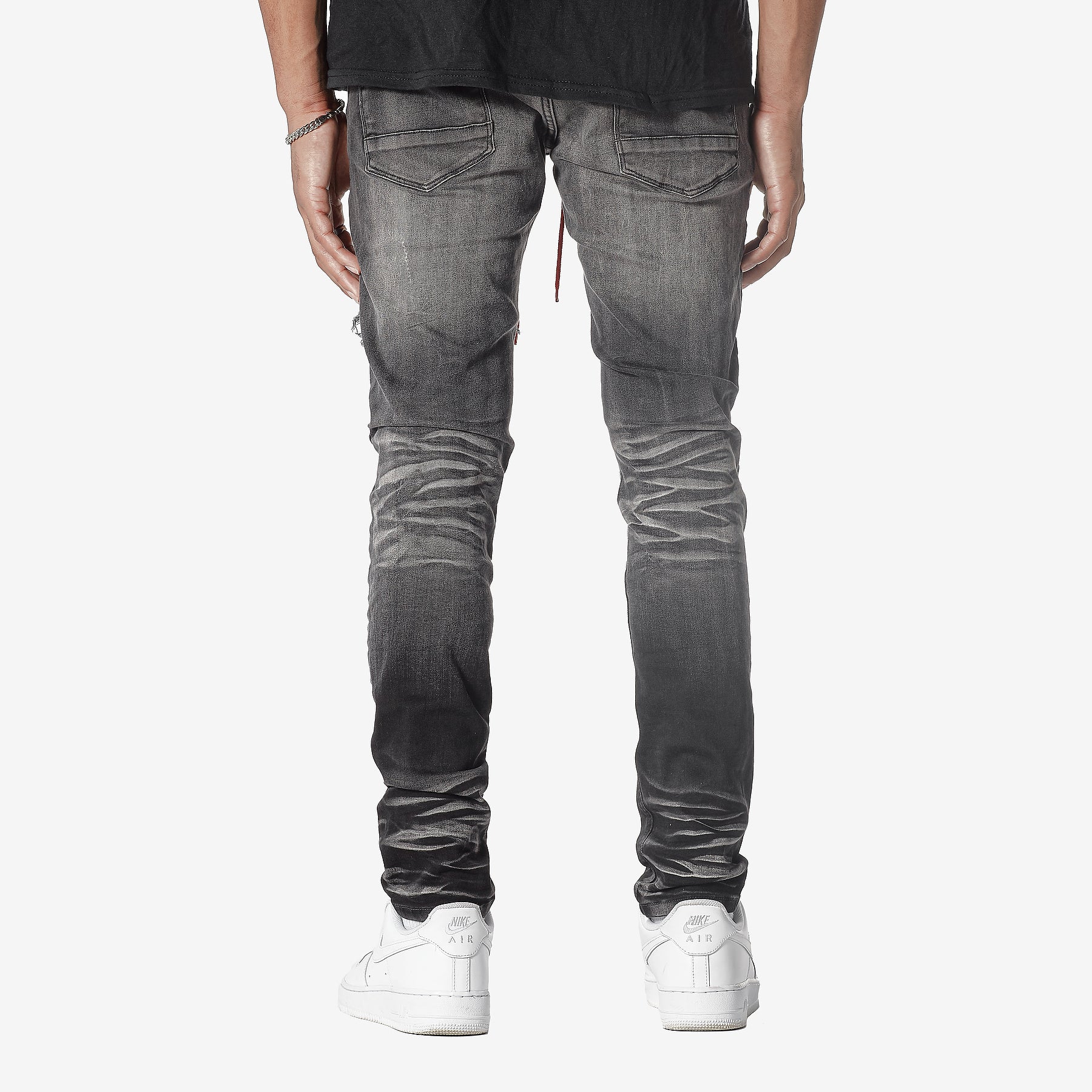 BLACK WASHED JEANS W/ COLOR EMBROIDERY & WAIST STRING - Copper Rivet