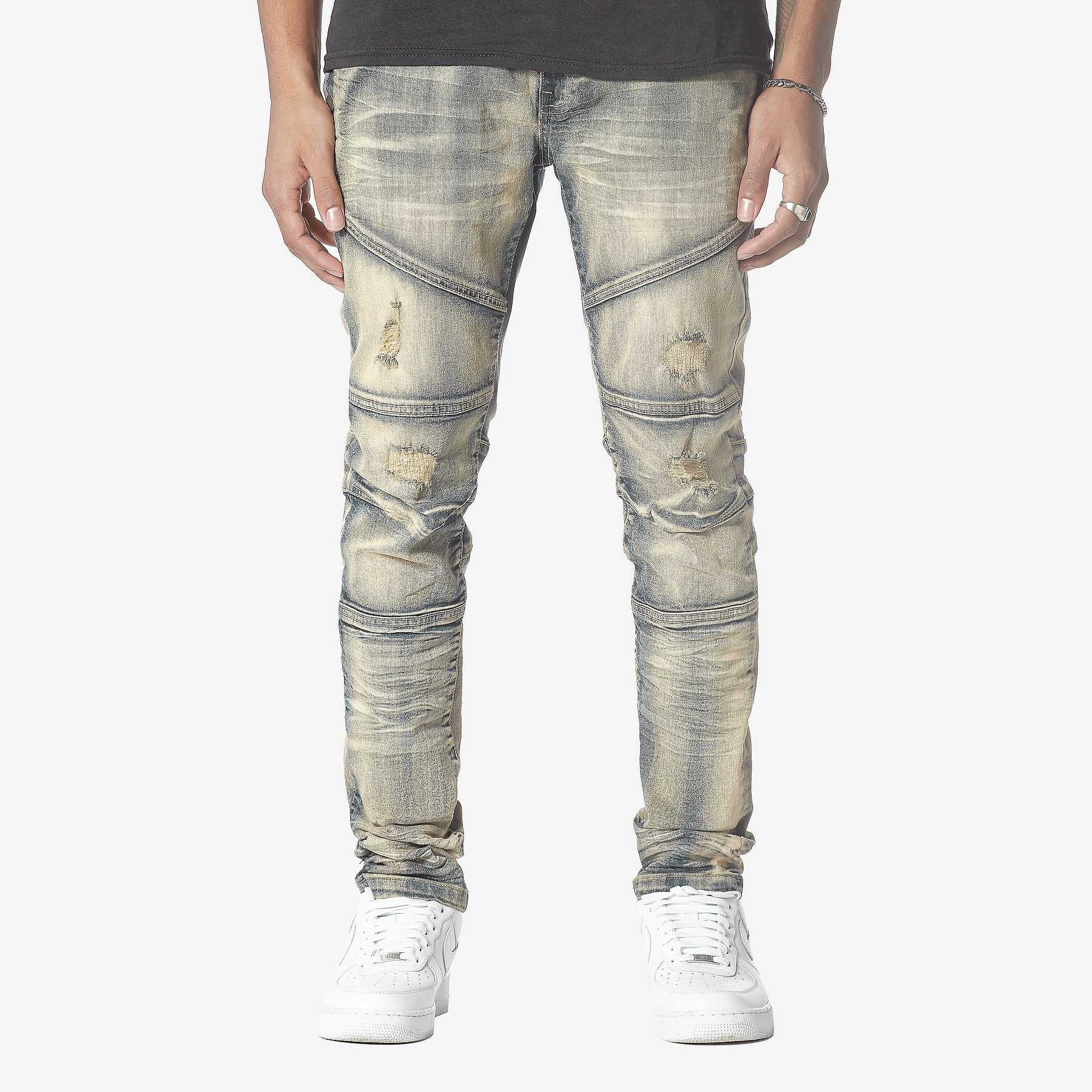 KHAKI TINT BLUE JEANS WITH CELLPHONE POCKETS