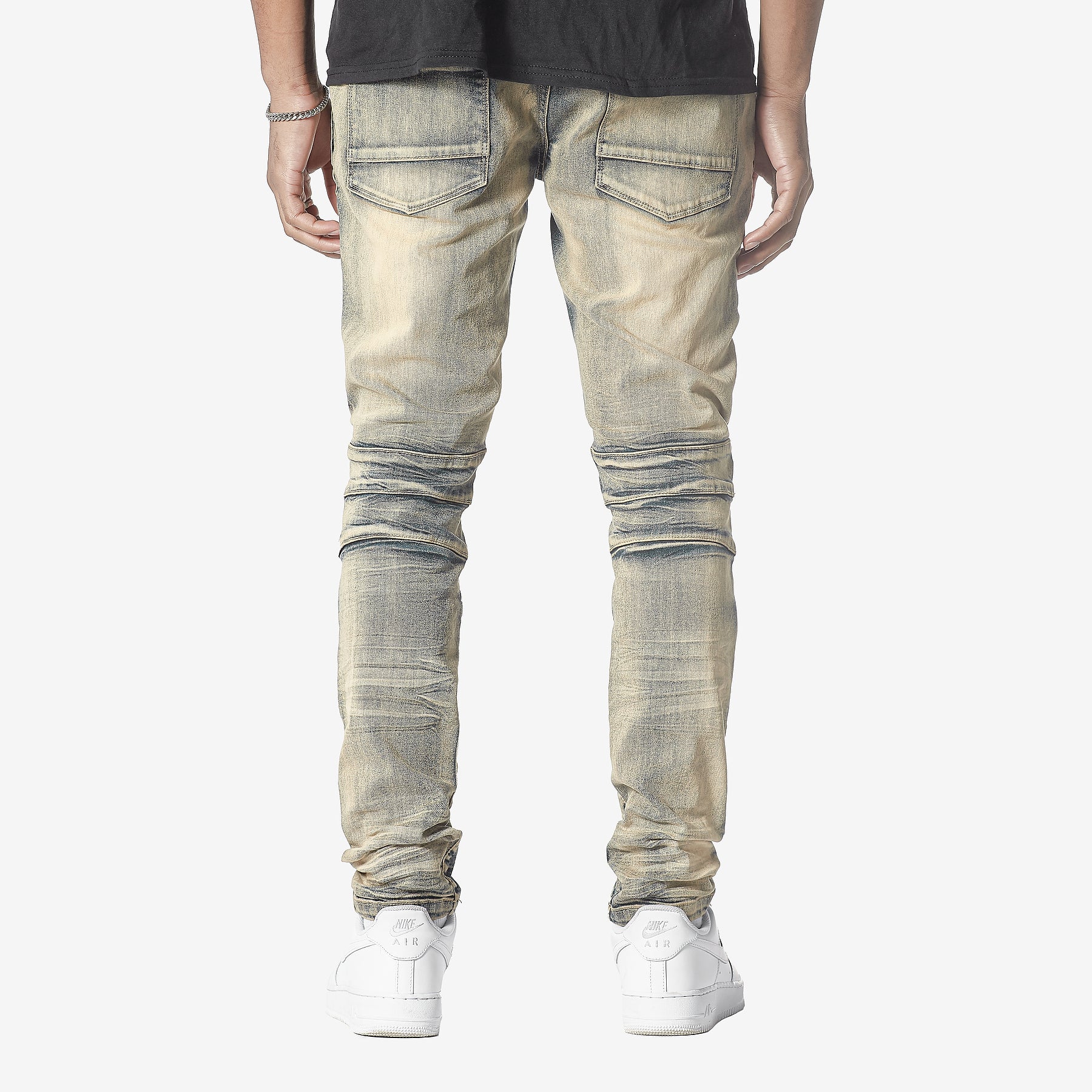 KHAKI TINT BLUE JEANS WITH CELLPHONE POCKETS