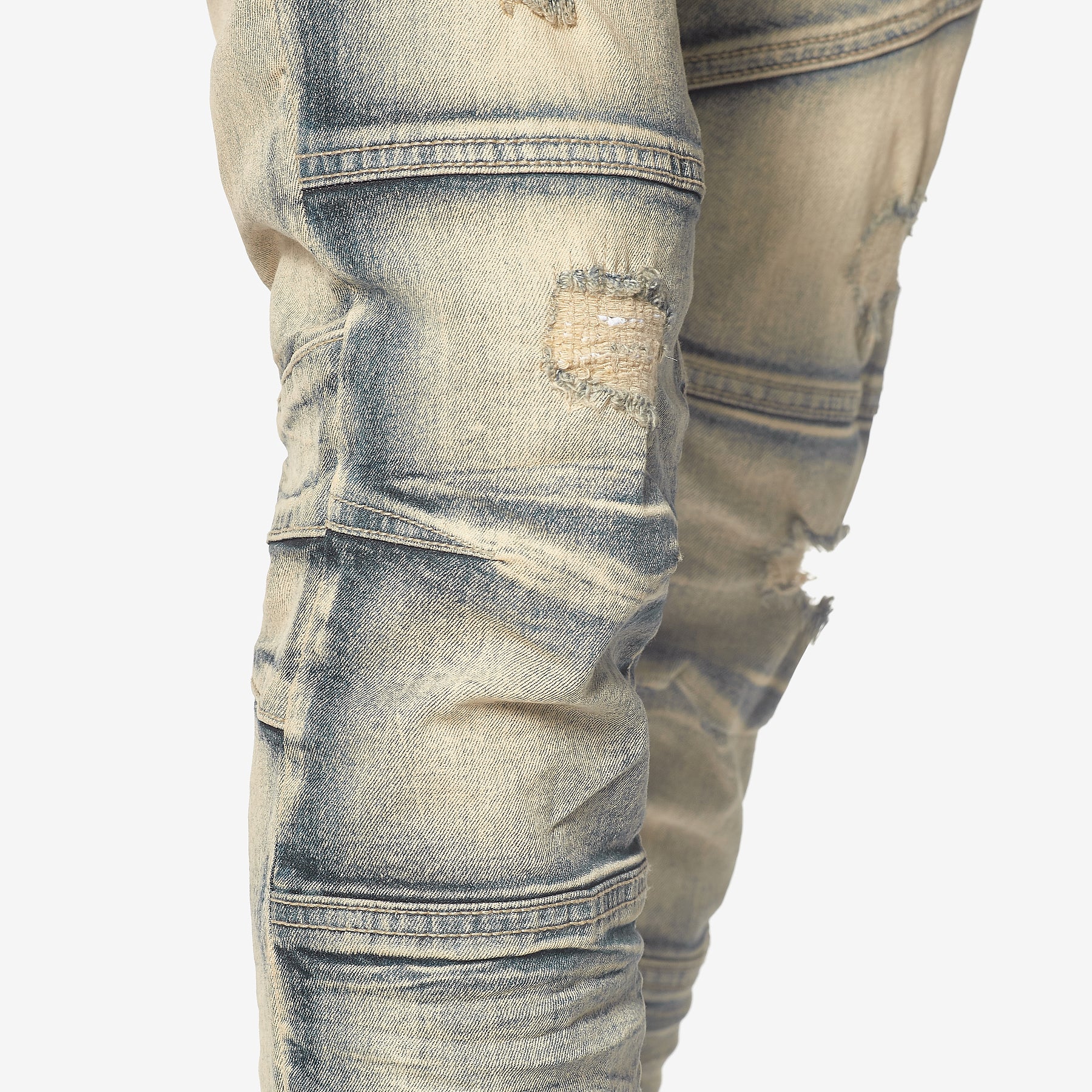 KHAKI TINT BLUE JEANS WITH CELLPHONE POCKETS