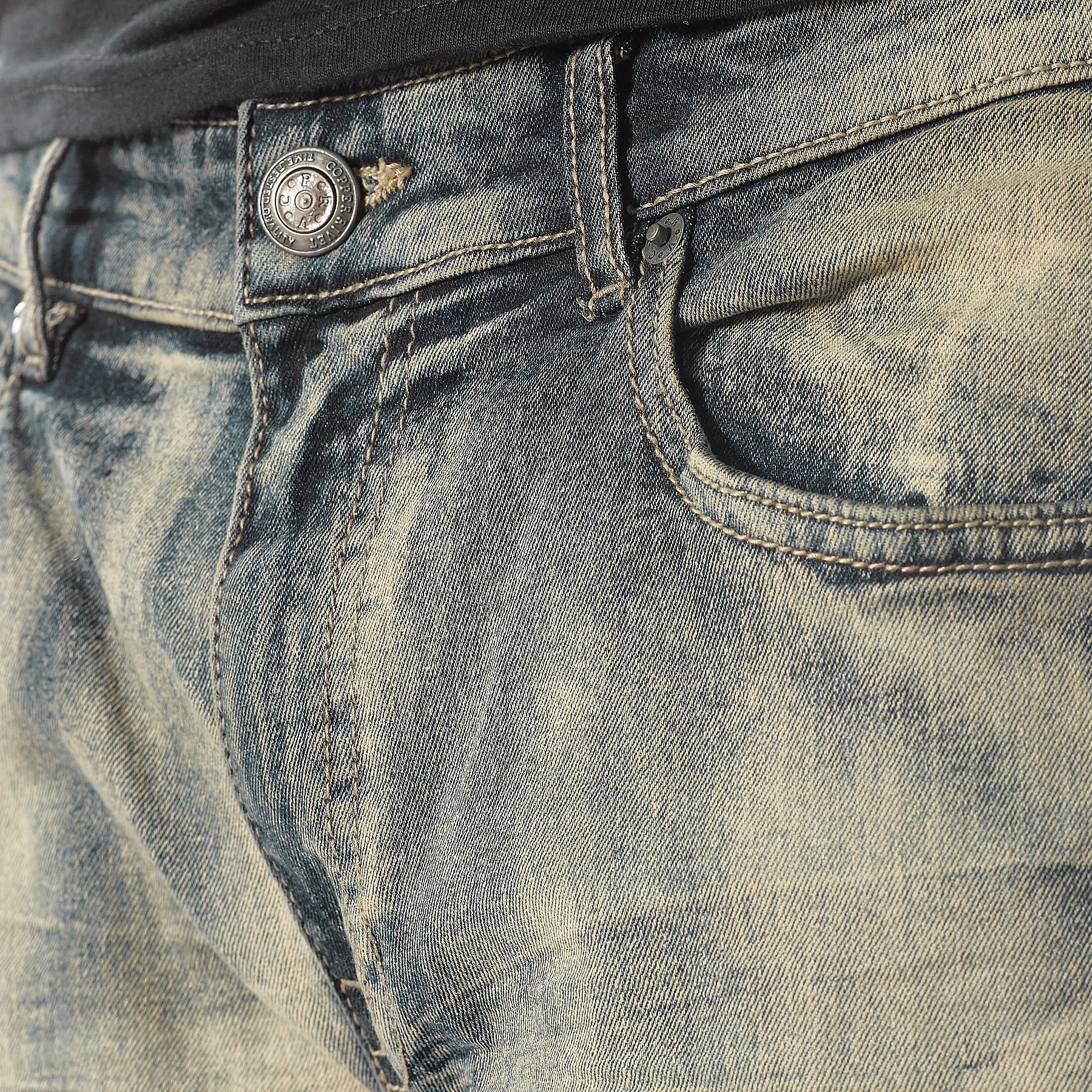 KHAKI TINT BLUE JEANS WITH CELLPHONE POCKETS