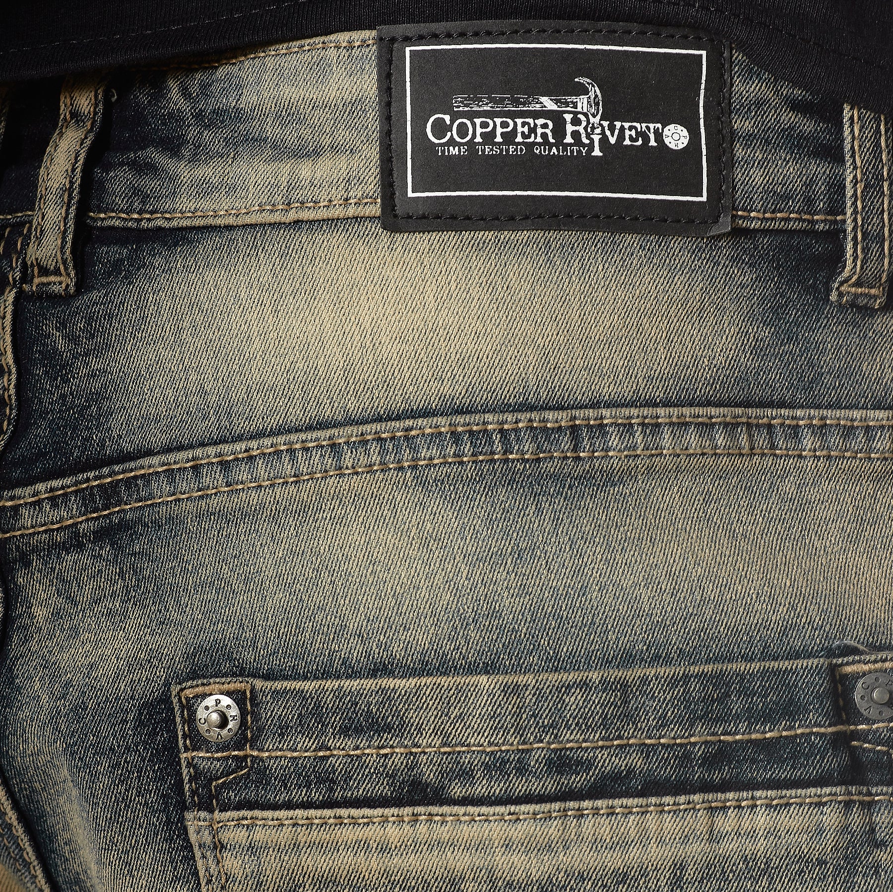 KHAKI TINT BLUE JEANS WITH CELLPHONE POCKETS