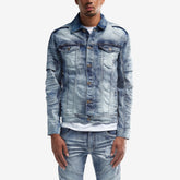 LIGHT SAND BLUE DENIM JACKET W/ FASHION CUTS - Copper Rivet
