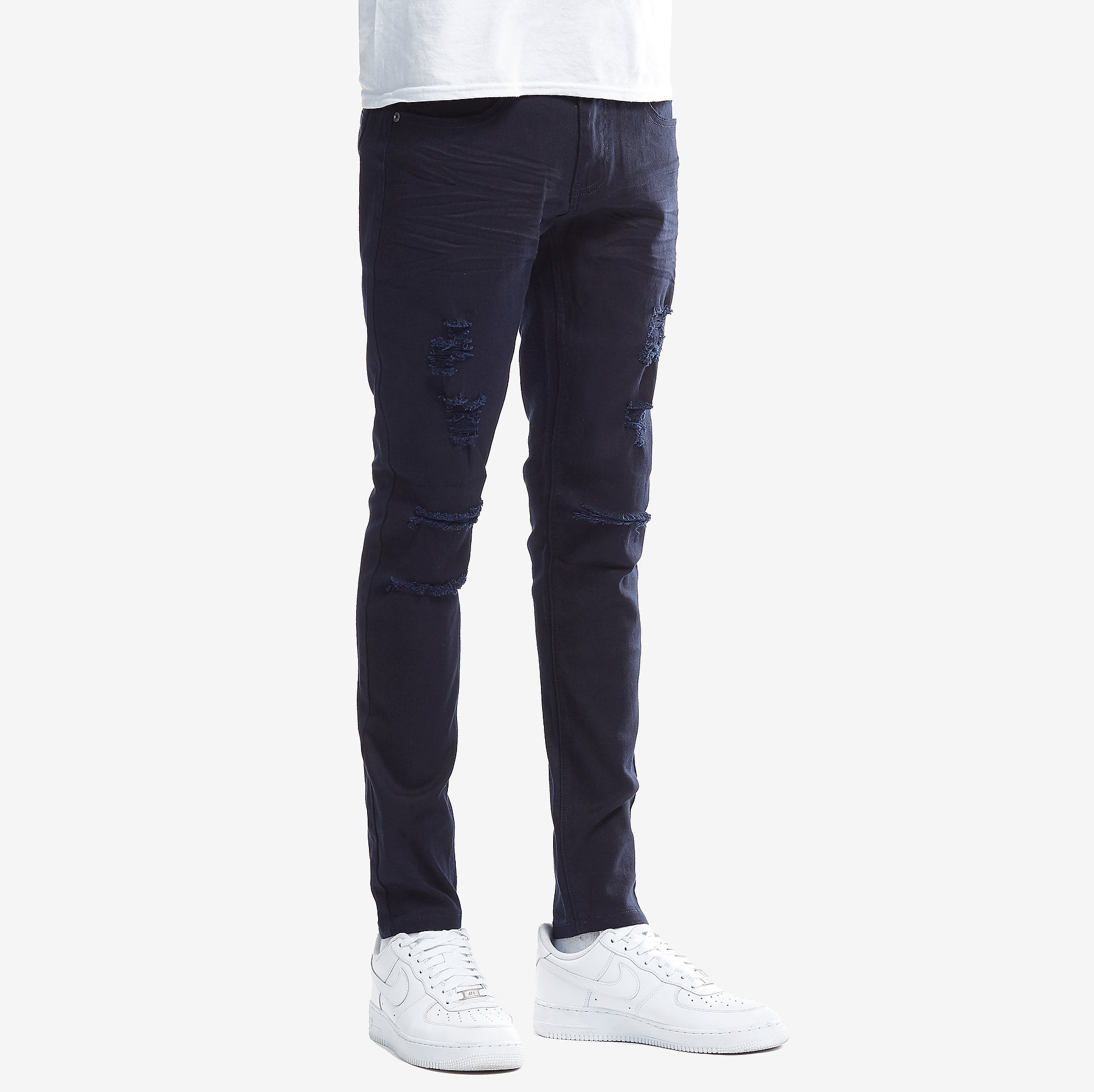 NAVY PANTS WITH RIPS - Copper Rivet