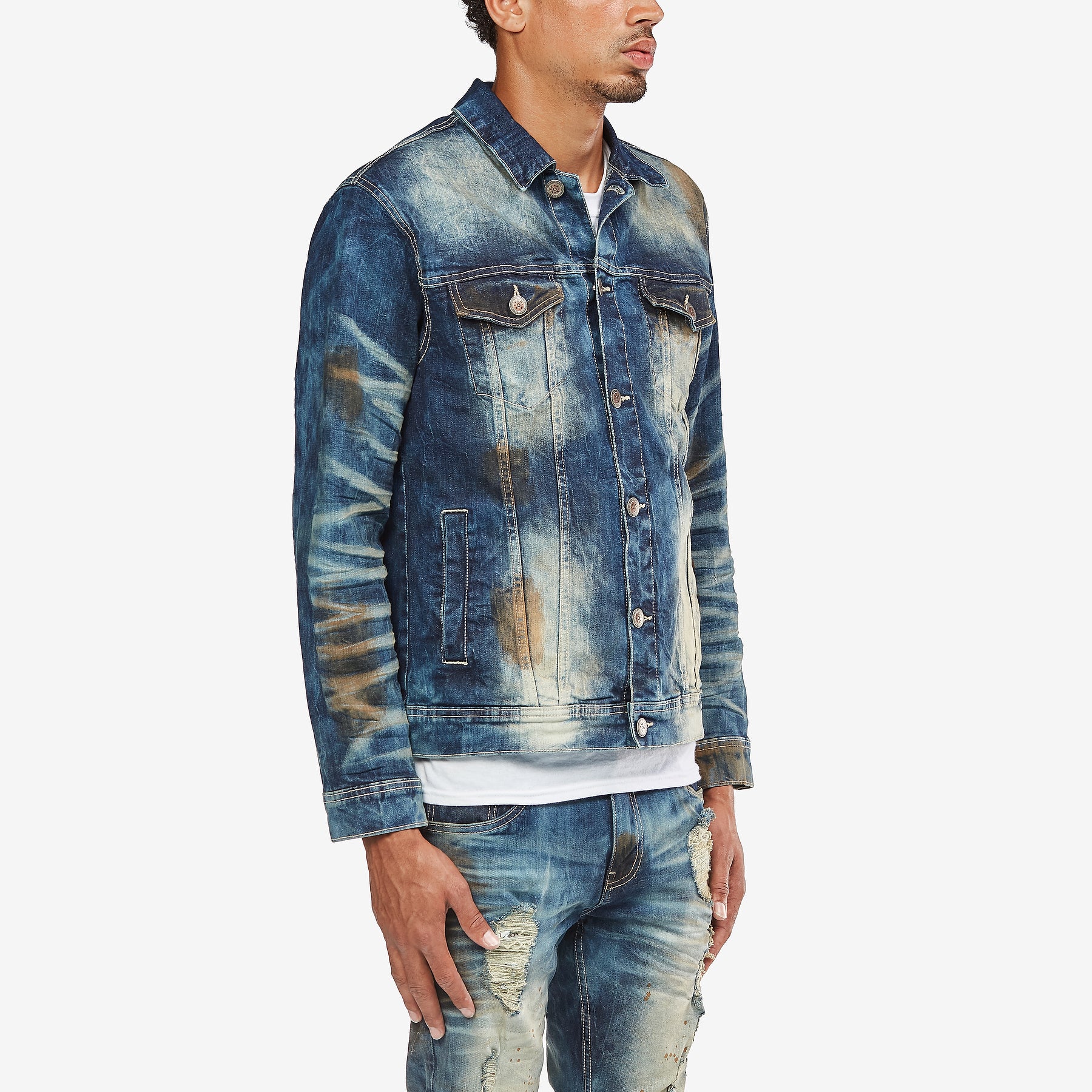KHAKI TINT BLUE DENIM JACKET