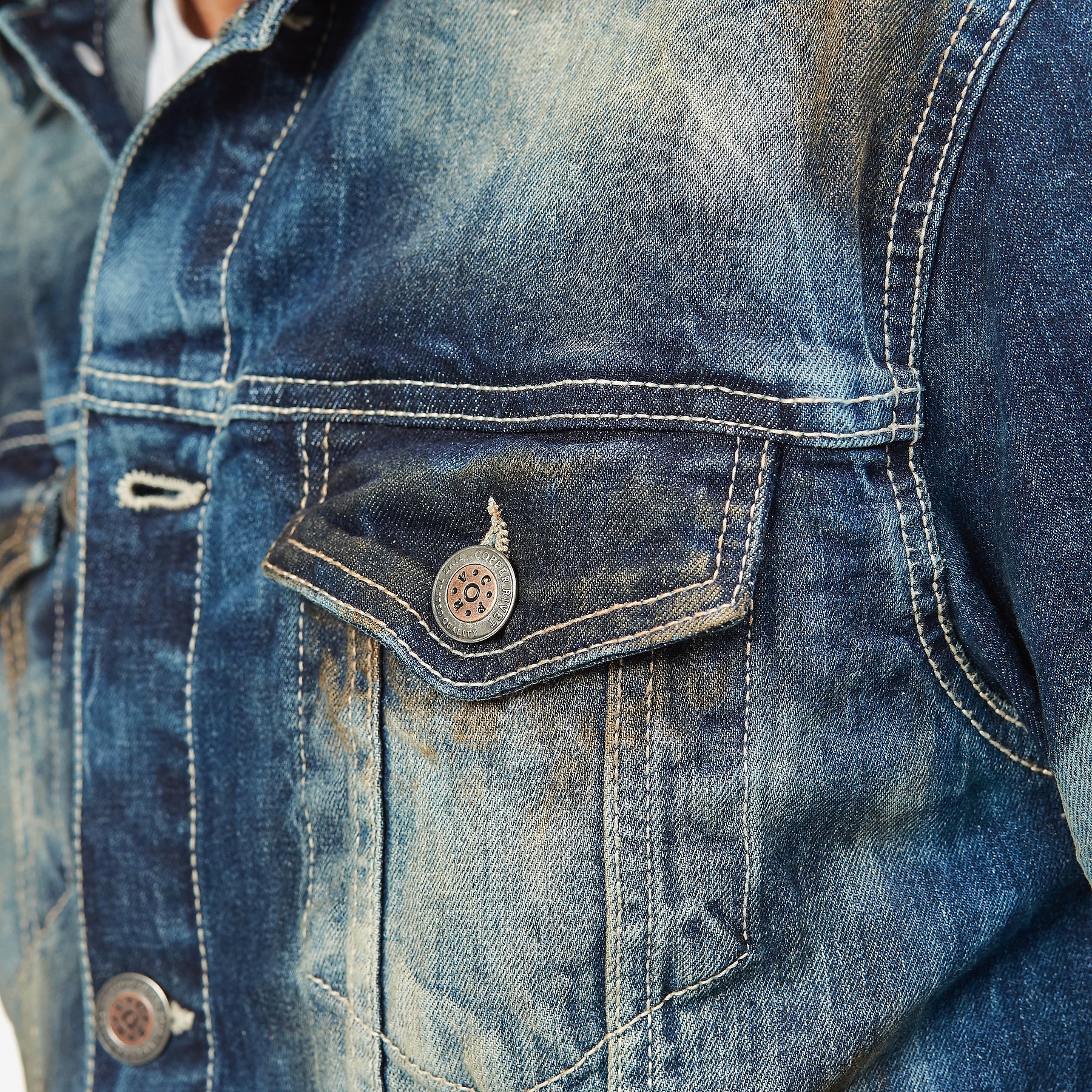 KHAKI TINT BLUE DENIM JACKET