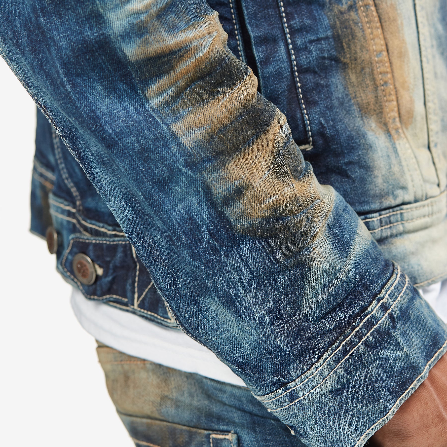 KHAKI TINT BLUE DENIM JACKET