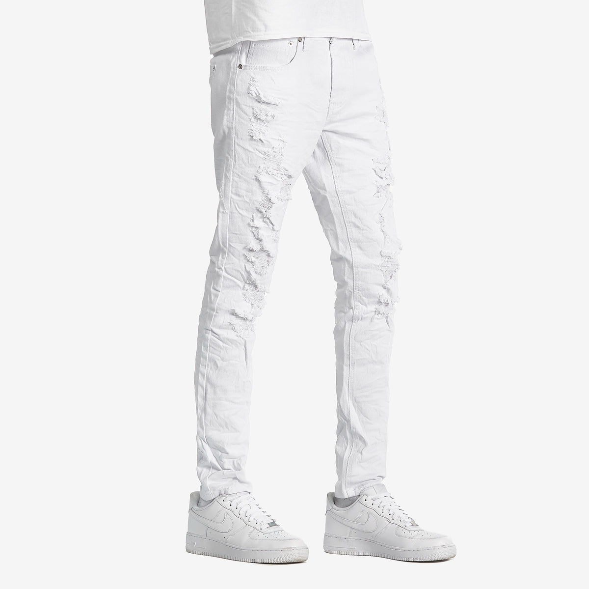 WHITE PANTS WITH RIPS & PERMANENT WRINKLES - Copper Rivet