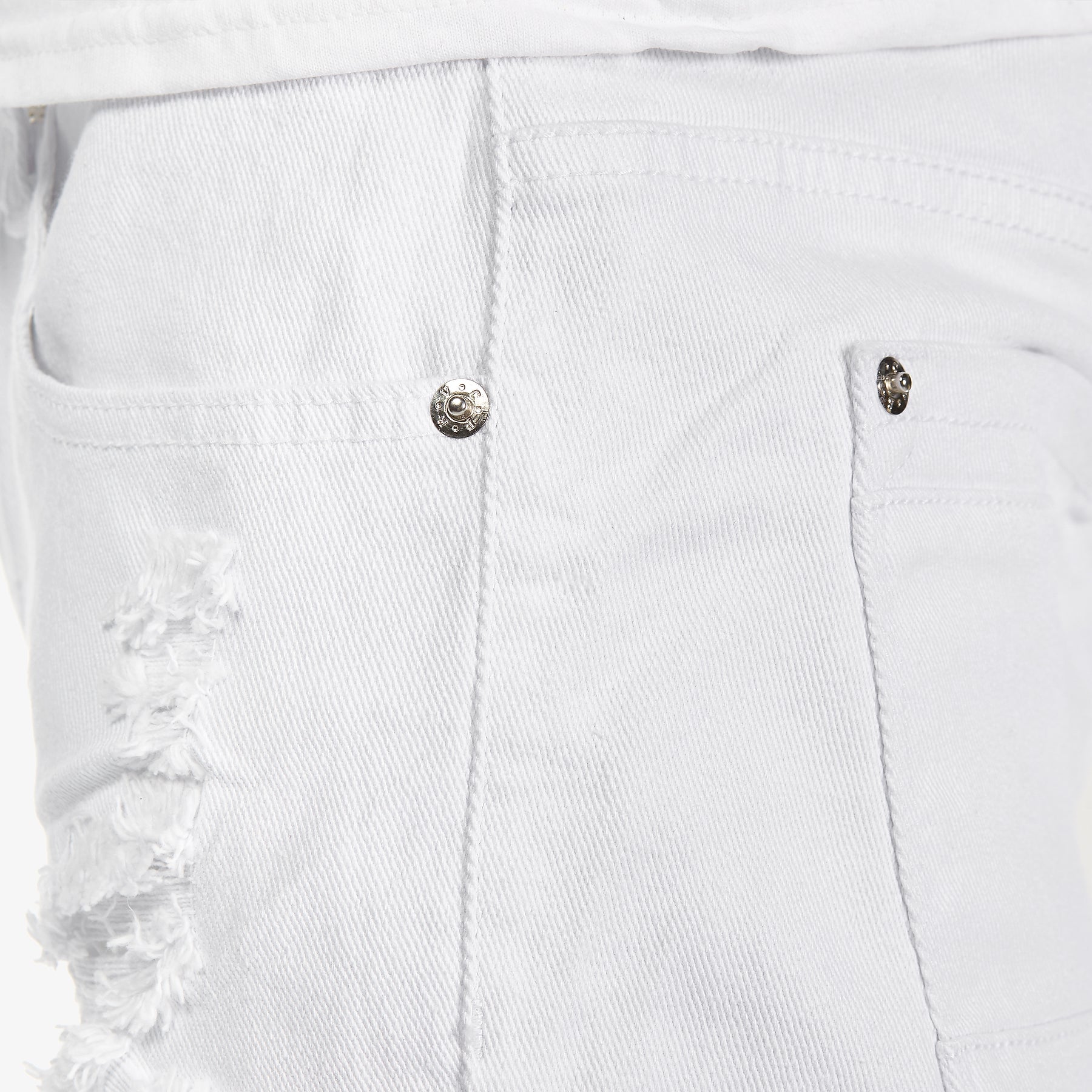 WHITE PANTS WITH RIPS & PERMANENT WRINKLES - Copper Rivet