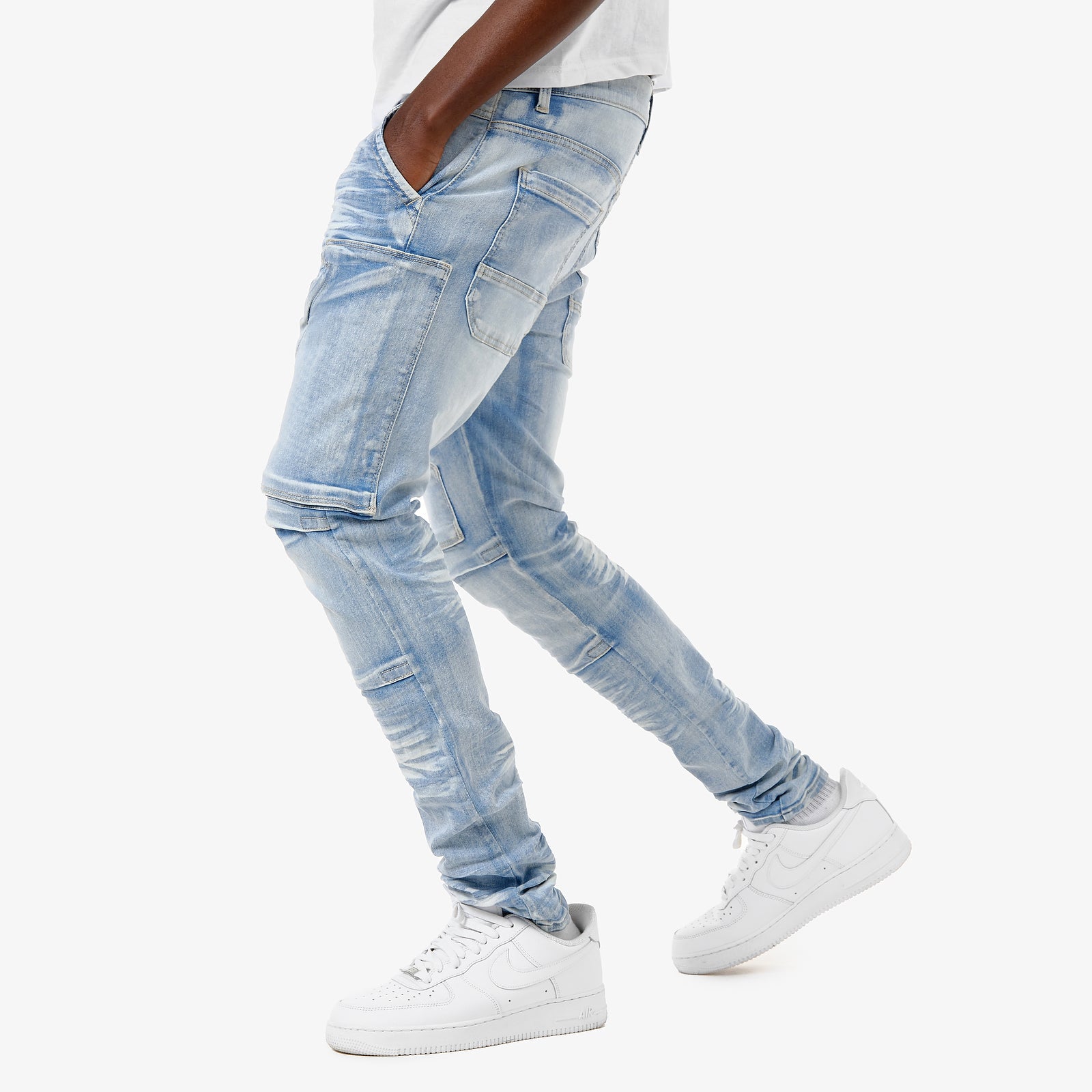 LIGHT SAND BLUE JEANS W/ HIDDEN POCKETS