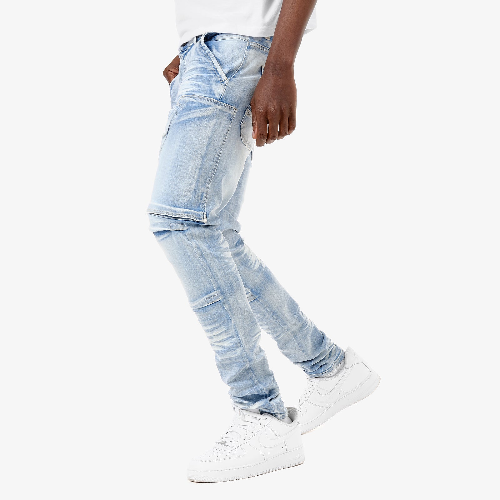 LIGHT SAND BLUE JEANS W/ HIDDEN POCKETS