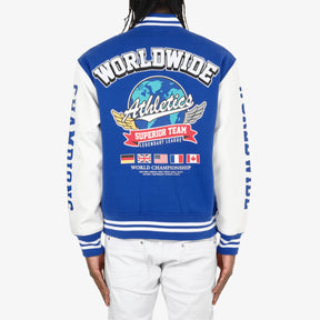 BLUE / WHITE "WORLDWIDE" VARSITY JACKET