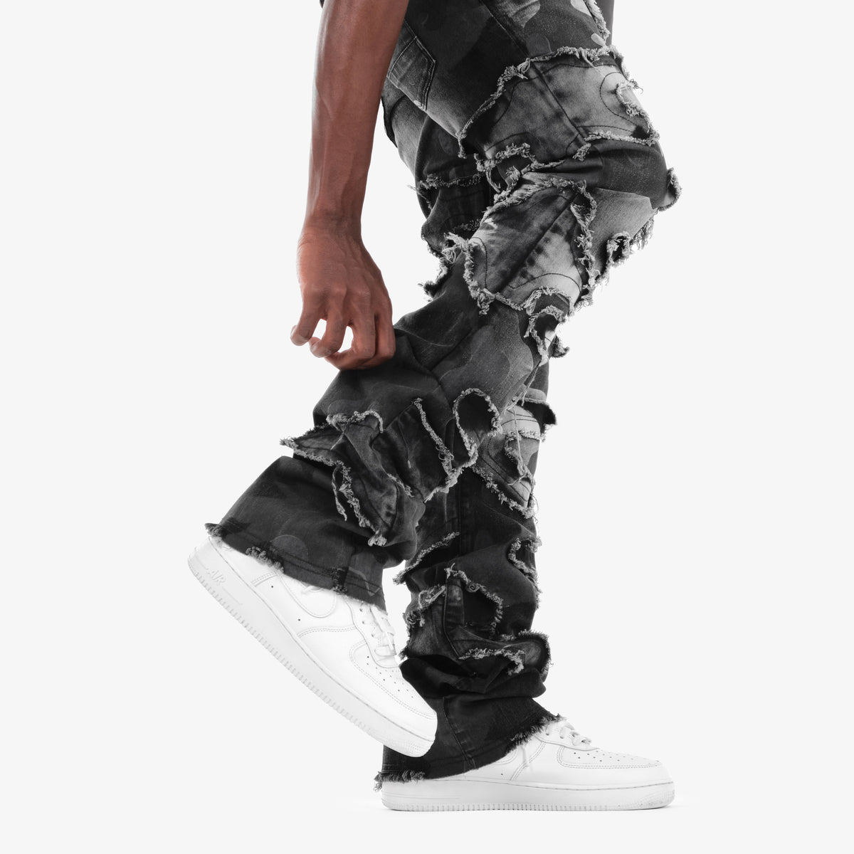 BLACK SAND STACKED CAMO JEANS