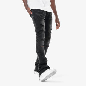 BLACK STACKED JEANS W/ SUPER STRETCH