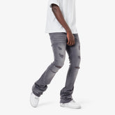 GREY STACKED JEANS W/ SUPER STRETCH