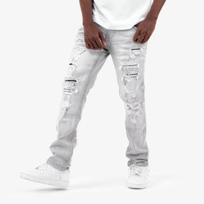 GRAY RIP & REPAIR JEANS