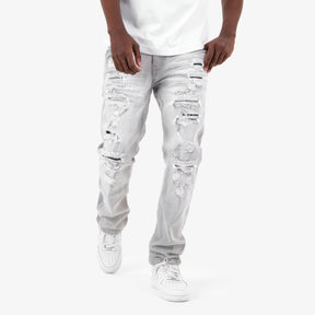 GRAY RIP & REPAIR JEANS
