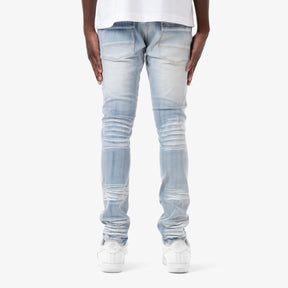 LIGHT SAND BLUE RIP & REPAIR JEANS