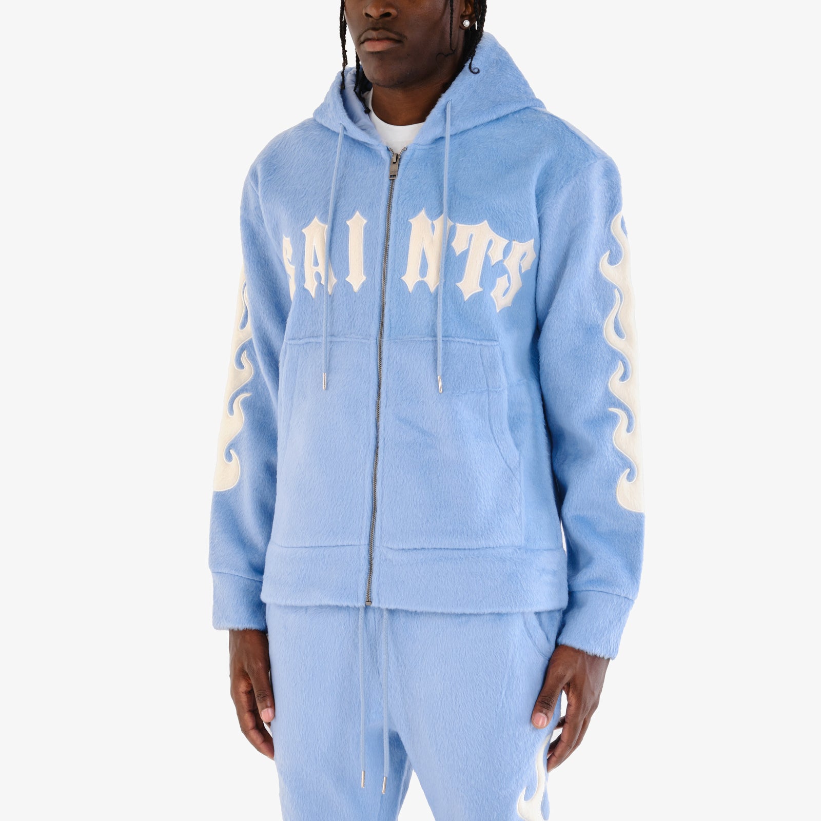 LIGHT BLUE "SAINTS" MOHAIR HOODIE