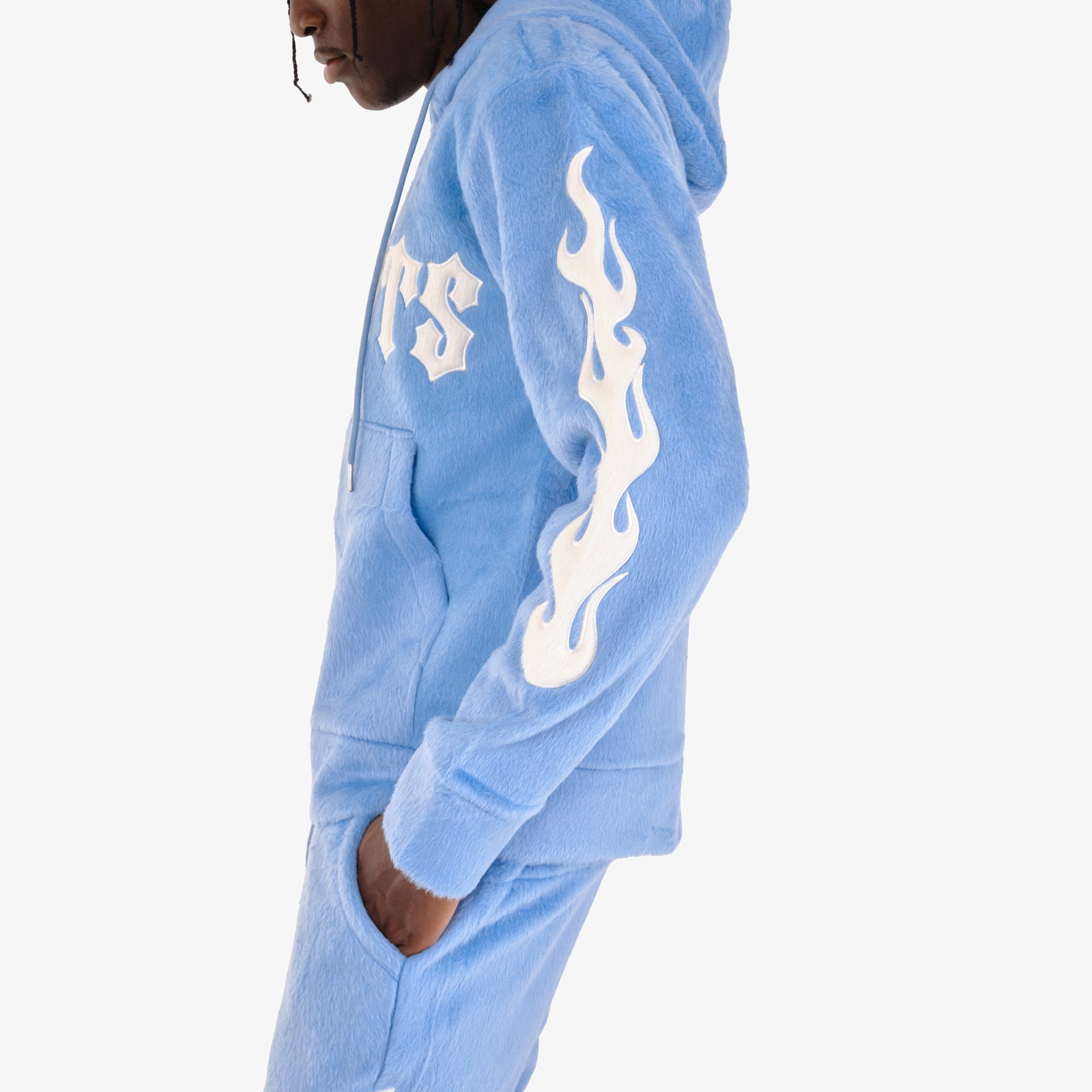 LIGHT BLUE "SAINTS" MOHAIR HOODIE