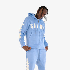 LIGHT BLUE "SAINTS" MOHAIR HOODIE