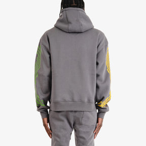 GREY RACING CROPPED HOODIE