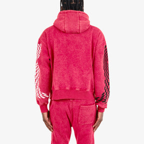 RED RACING CROPPED HOODIE